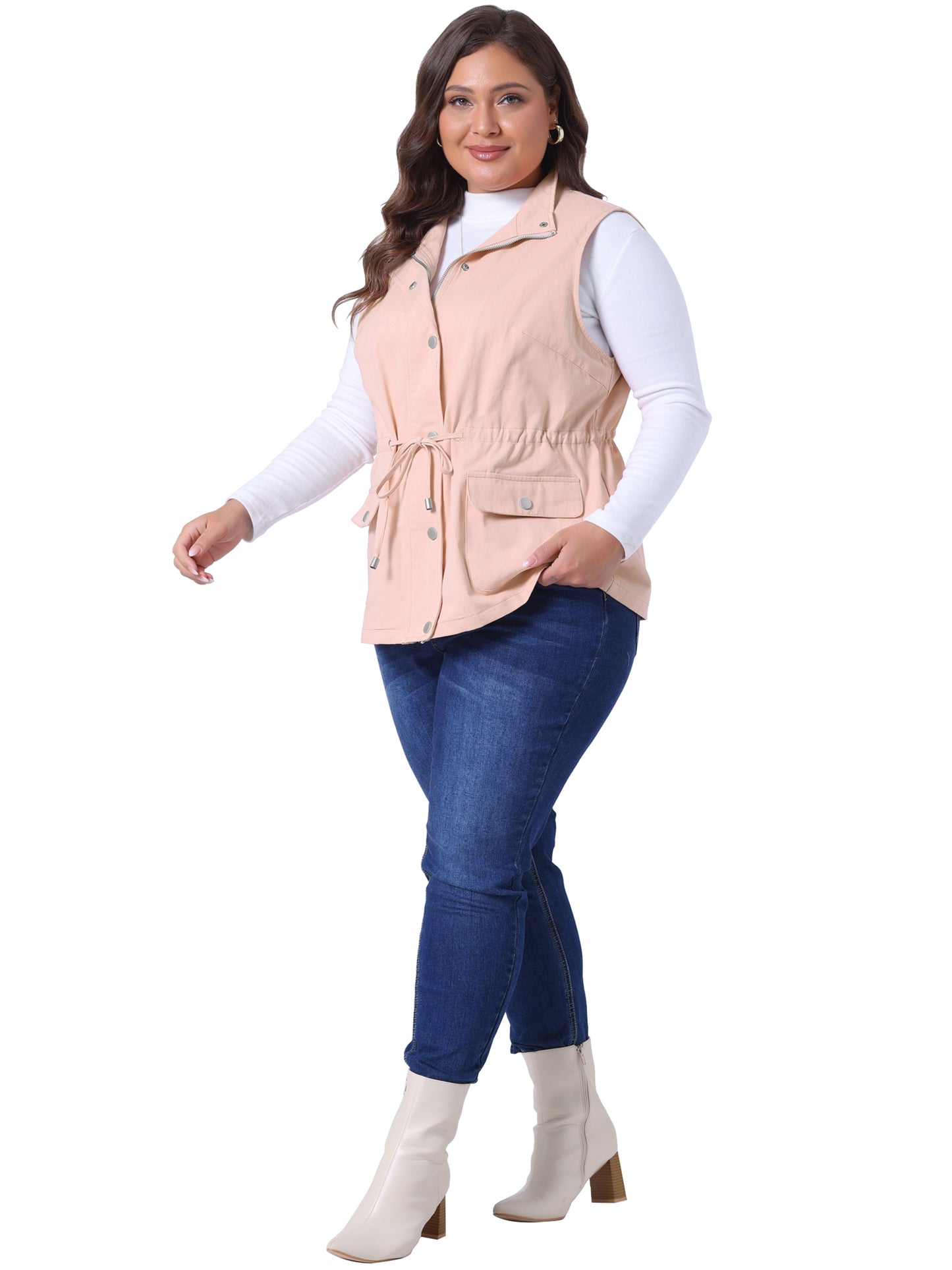 Women Plus Size Jackets Lightweight Sleeveless Anorak Cargo Vest