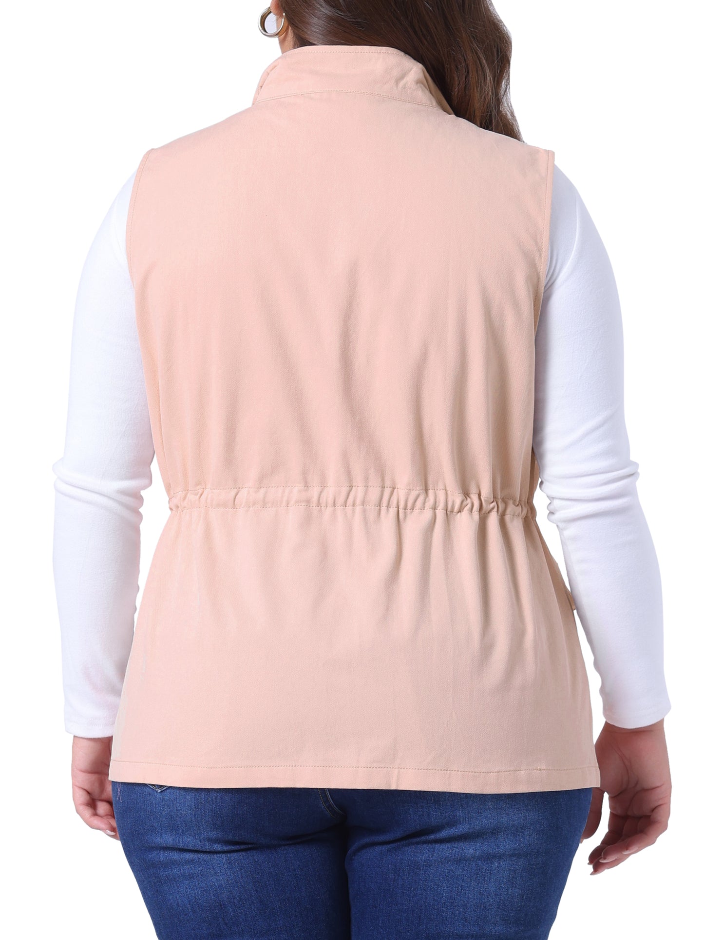 Women Plus Size Jackets Lightweight Sleeveless Anorak Cargo Vest