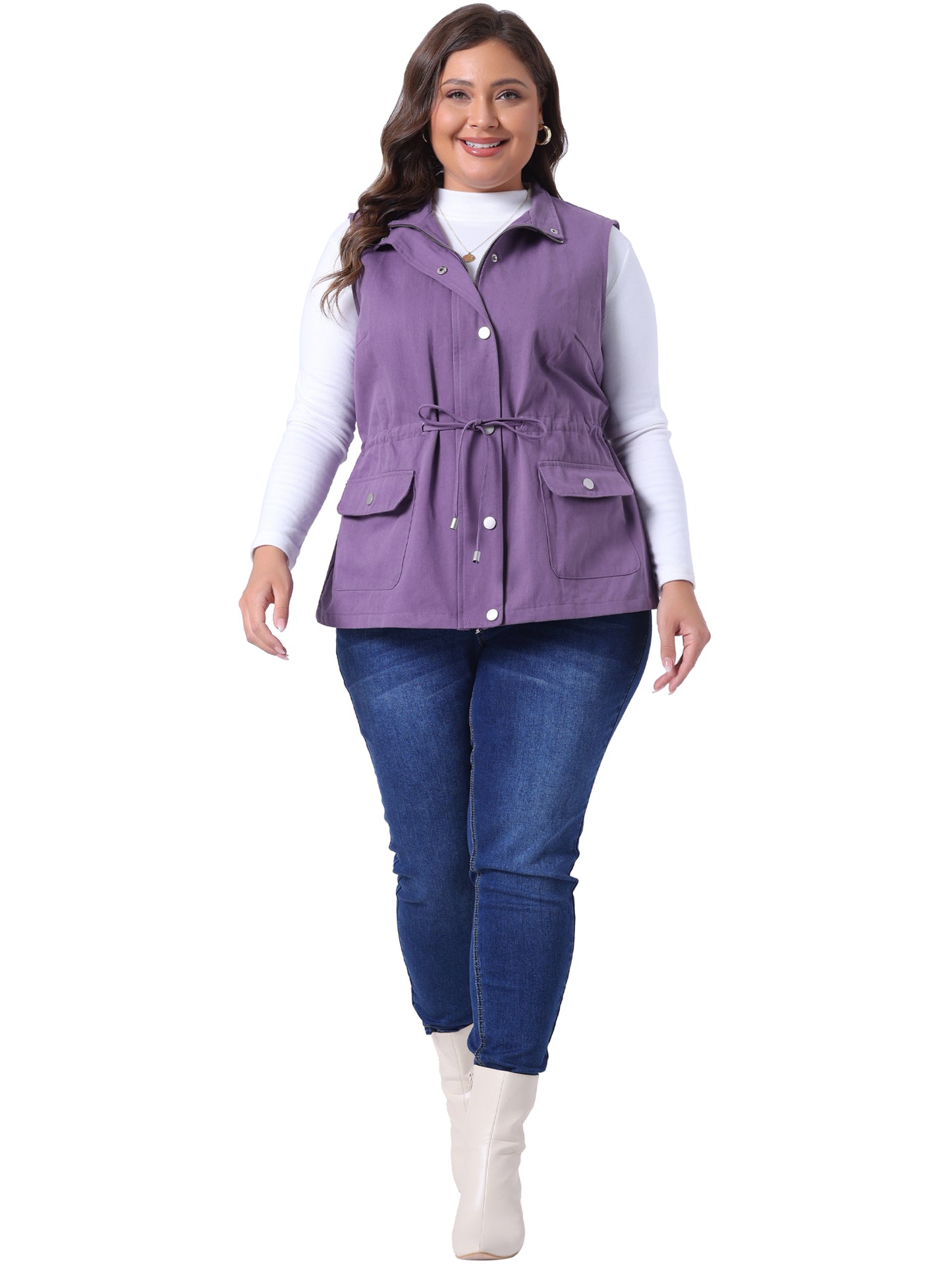 Women Plus Size Jackets Lightweight Sleeveless Anorak Cargo Vest