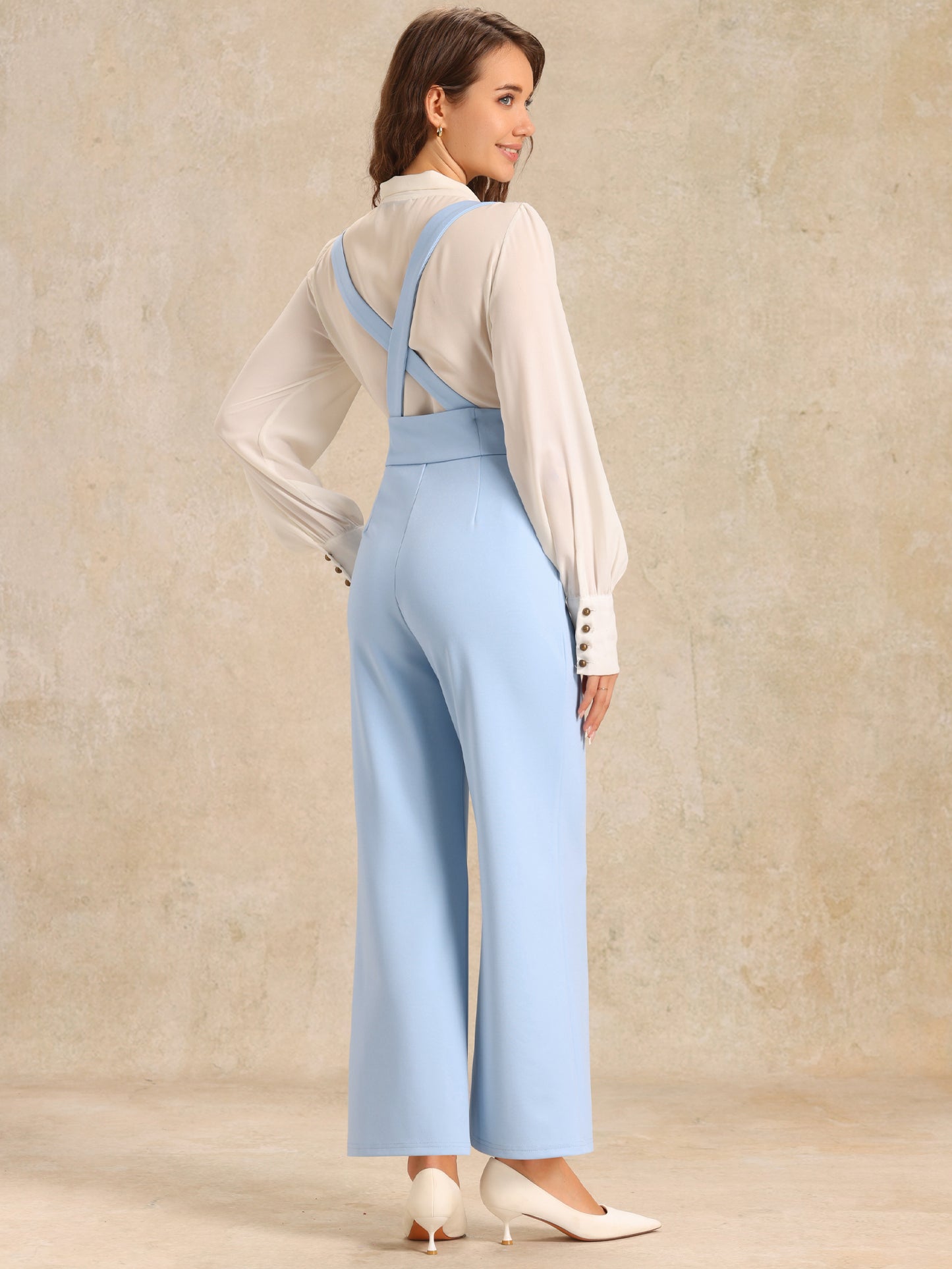 Women's Casual Office Overall Adjustable Straps Wide Leg Suspenders Jumpsuits