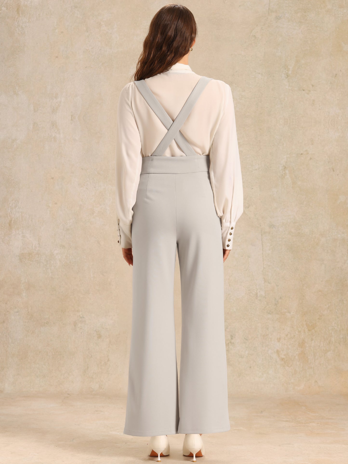 Women's Casual Office Overall Adjustable Straps Wide Leg Suspenders Jumpsuits