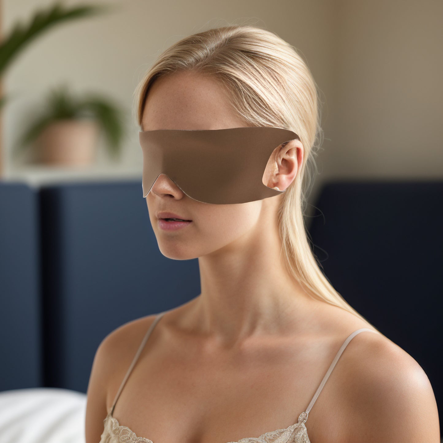 Soft Ear-hook Eyes Sleep Mask Eye Shade Cover for Rest Brown