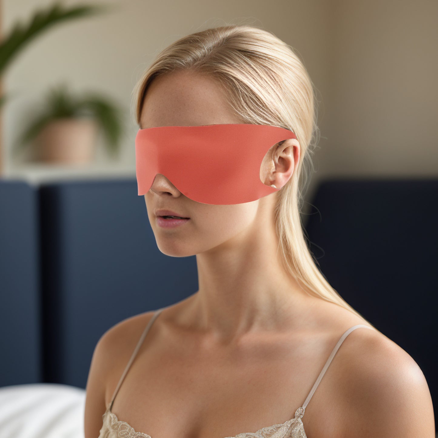 Soft Ear-hook Eyes Sleep Mask Eye Shade Cover for Rest Orange