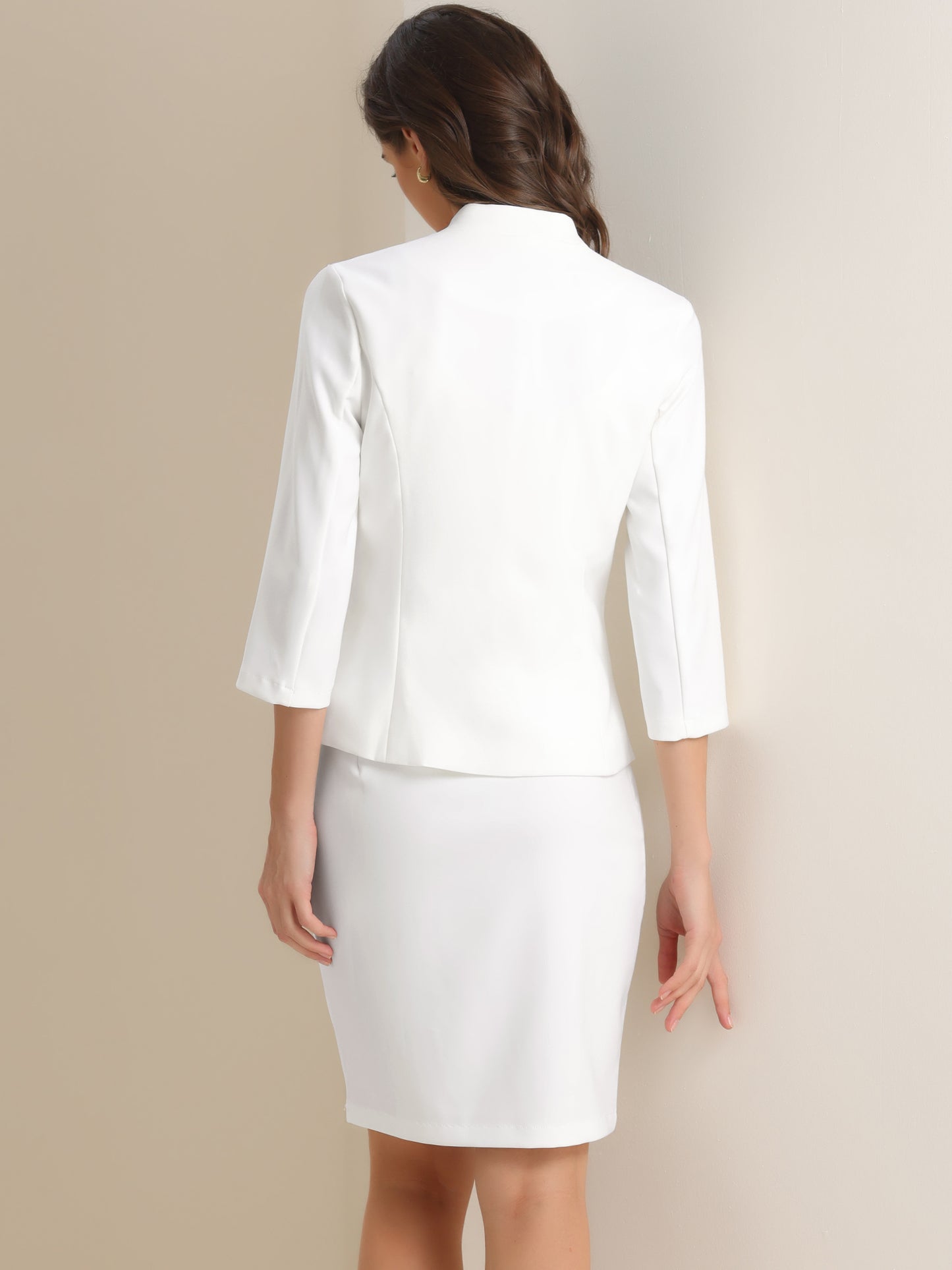 Women's 2 Piece Suit Skirt Set Notched Collar Casual Business Blazer Pencil Skirt
