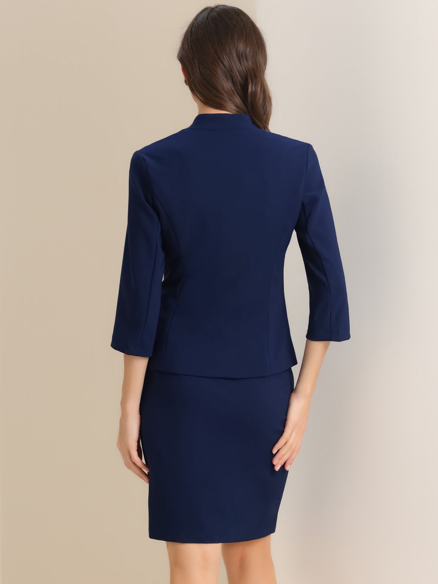 Women's 2 Piece Suit Skirt Set Notched Collar Casual Business Blazer Pencil Skirt