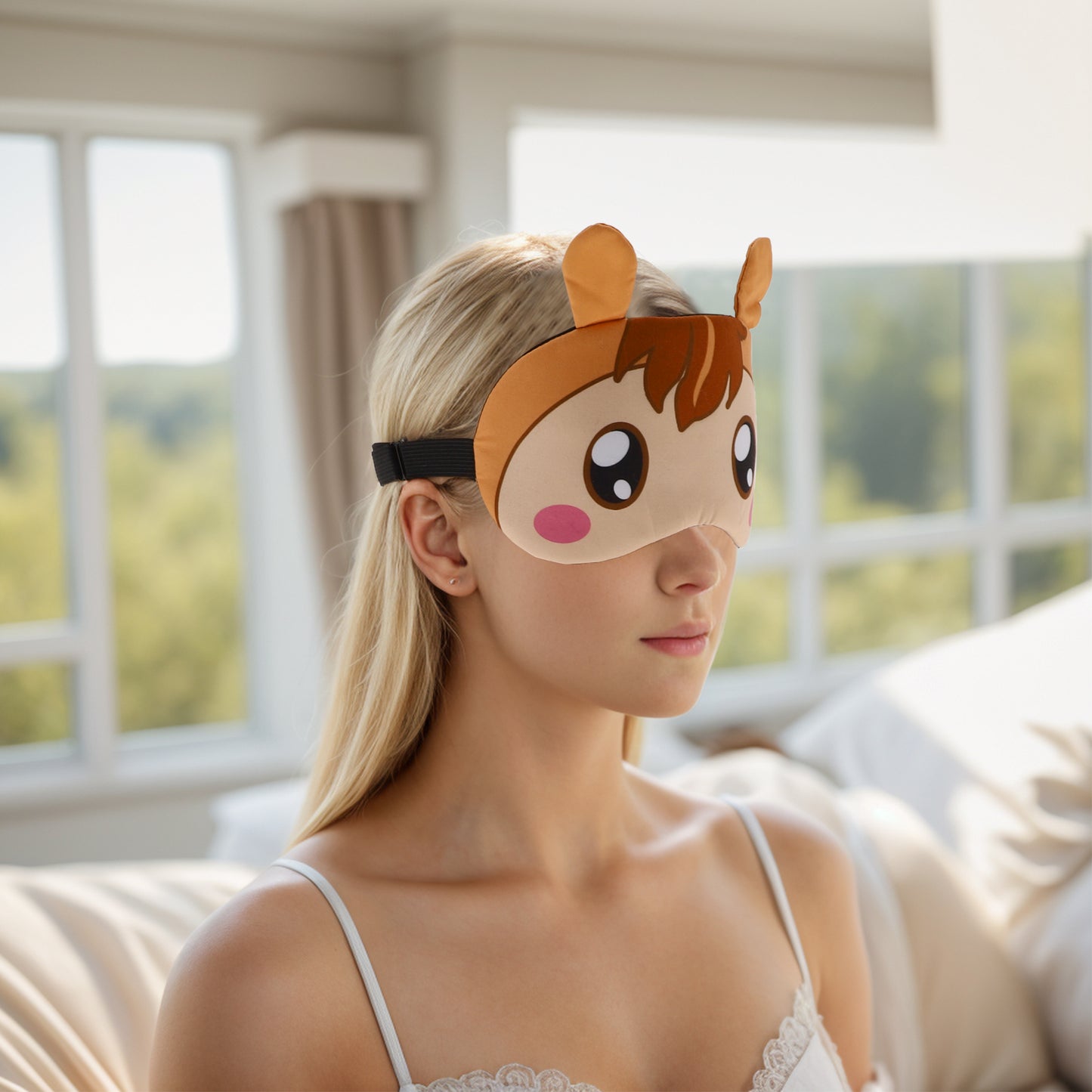Soft Cartoon Horse Eyes Sleep Mask Eye Shade Cover for Rest Orange