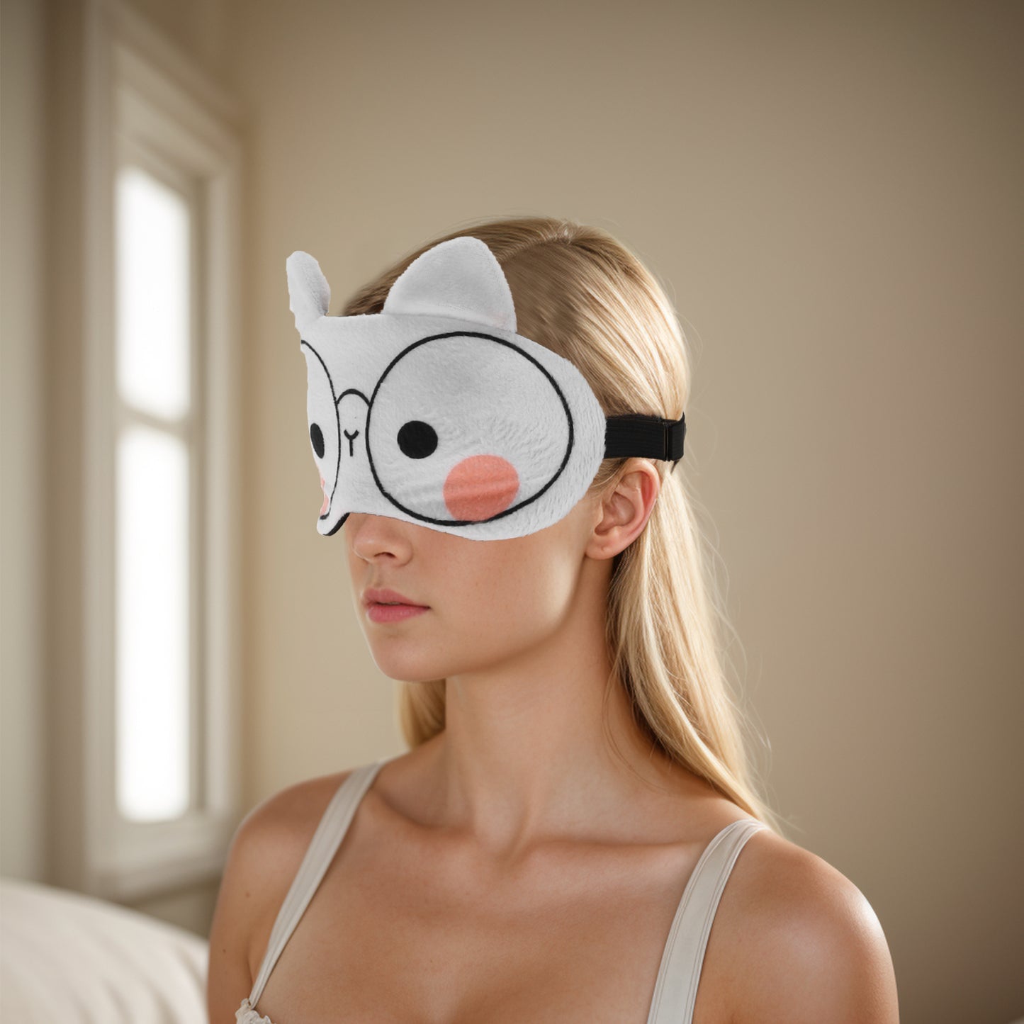 Soft Cat Eyes Sleep Mask Eye Shade Cover for Rest White