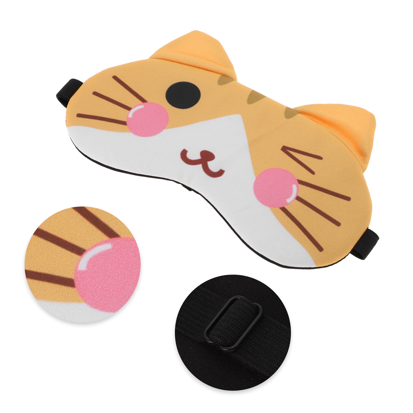 Soft Happy Cat Eyes Sleep Mask Eye Shade Cover for Rest Yellow White