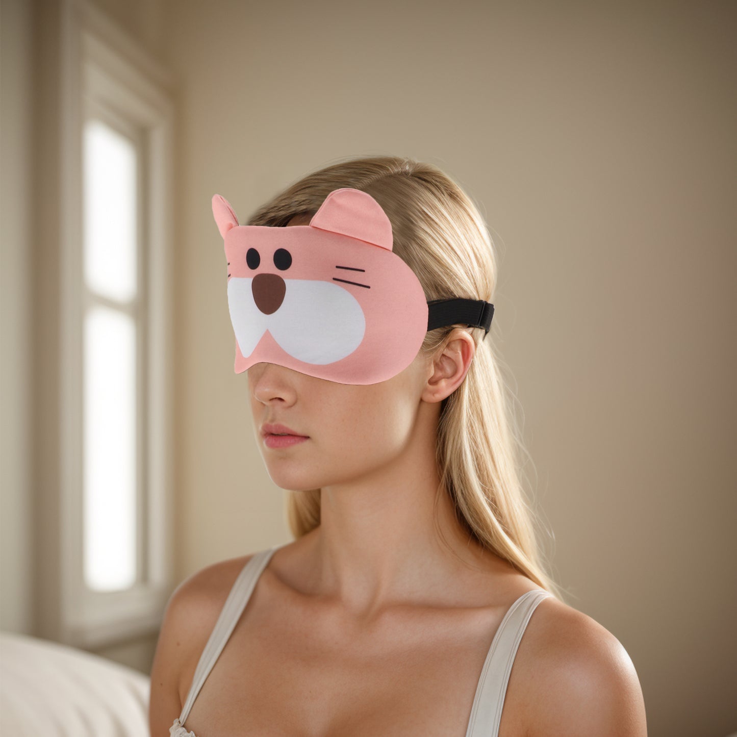 Soft Tiger Eyes Sleep Mask Eye Shade Cover for Rest Pink White