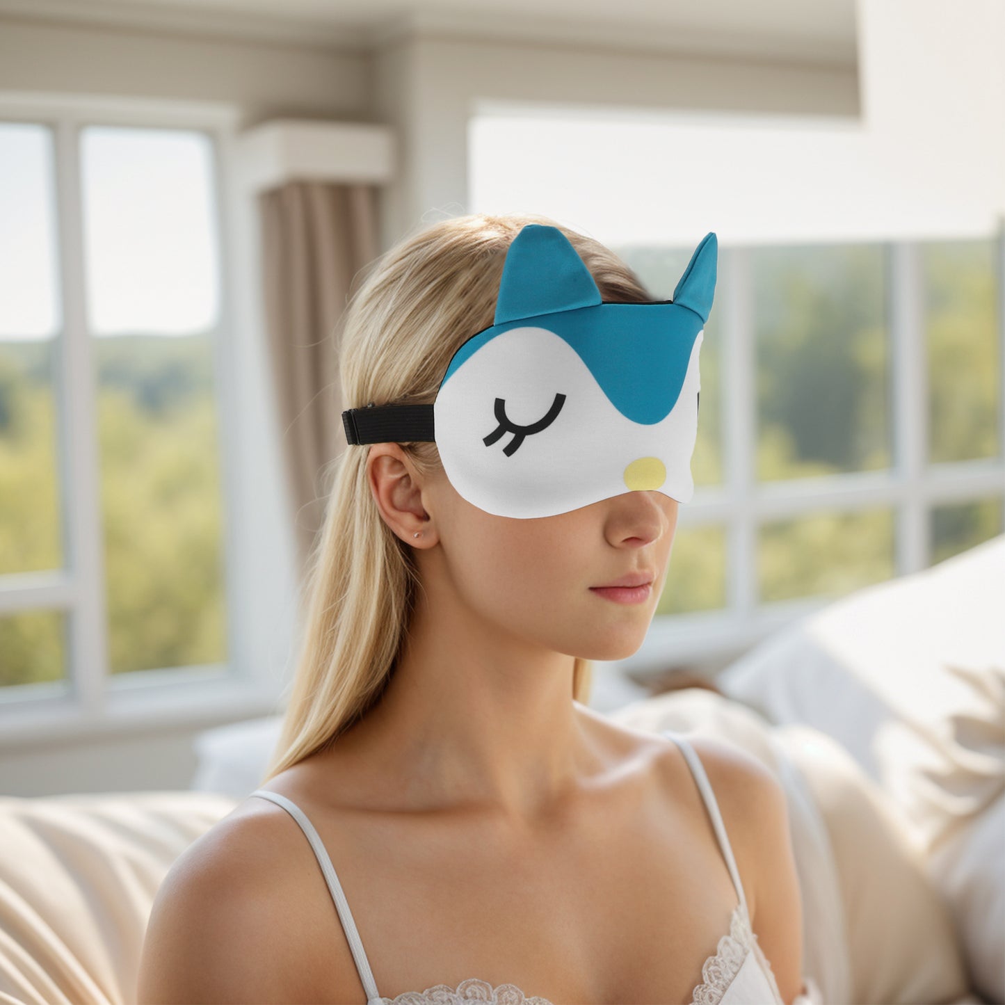 Soft Cute Penguins Eyes Sleep Mask Eye Shade Cover for Rest Blue White