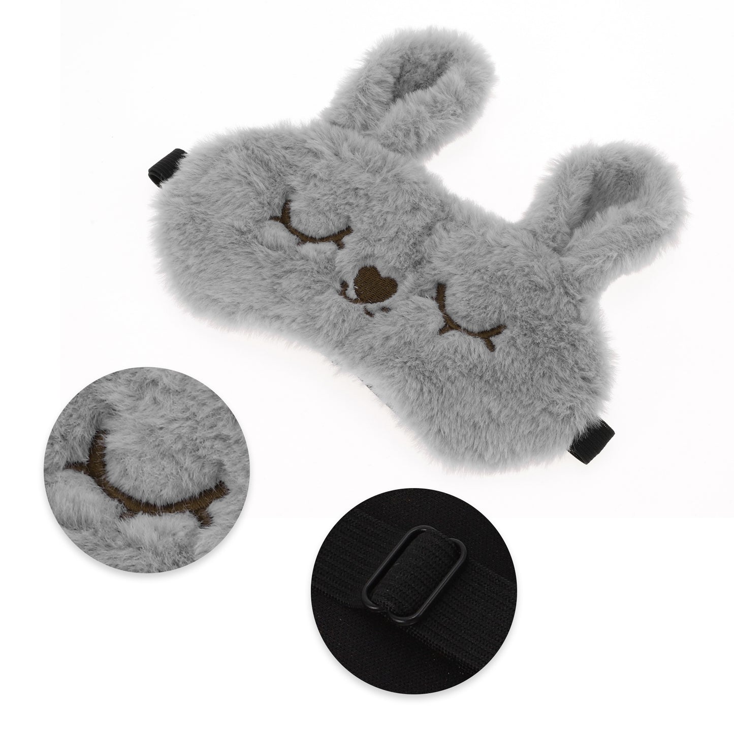 Soft Rabbit Eyes Sleep Mask Eye Shade Cover for Rest Gray