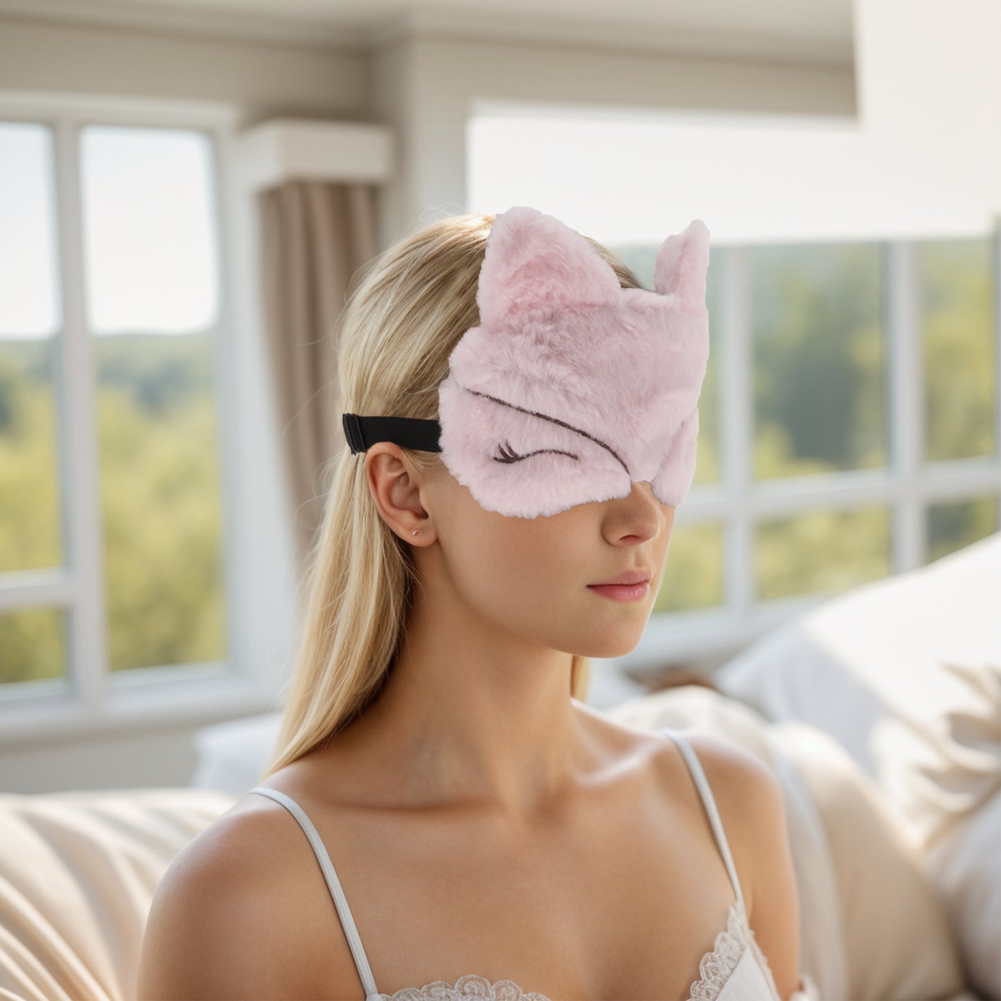Soft Fox Eyes Sleep Mask Eye Shade Cover for Travel Pink