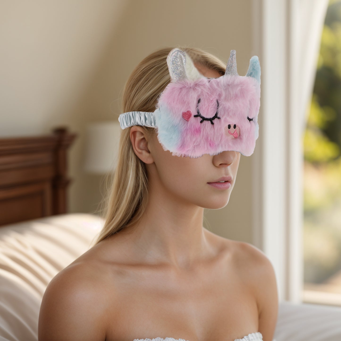 Breathable Soft Cartoon Eyes Sleep Mask Blue, Pink