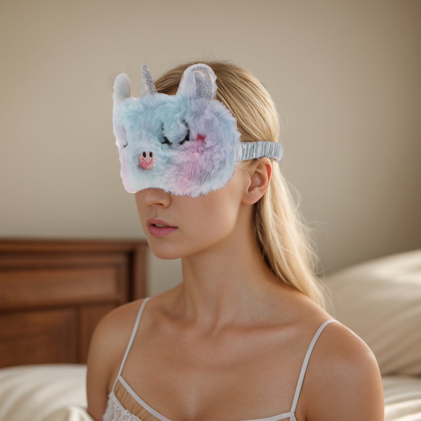 Breathable Soft Cartoon Eyes Sleep Mask Light Blue, Purple