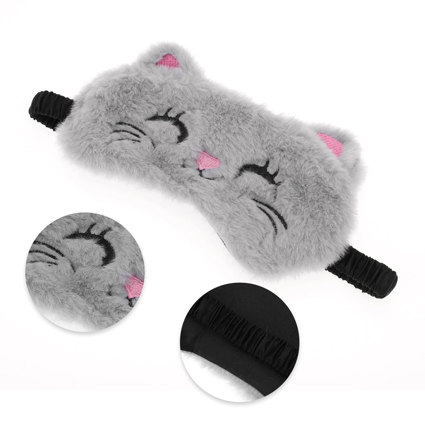 Soft Squinting Gray Cat Eyes Sleep Mask Eye Shade Cover for Rest Gray