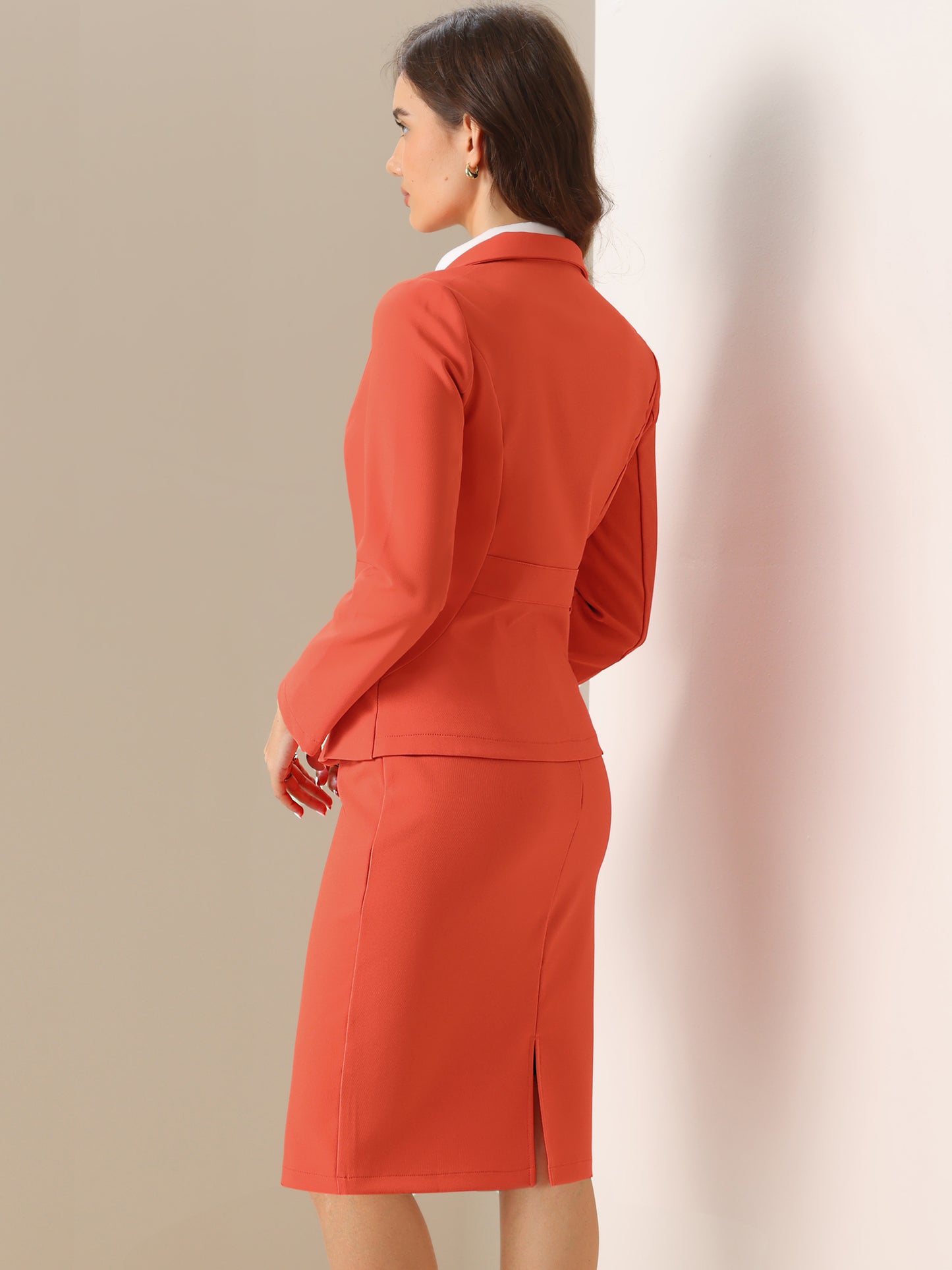 Women's 2 Piece Suit Skirt Set Business Casual Long Sleeve Blazer and Pencil Skirt