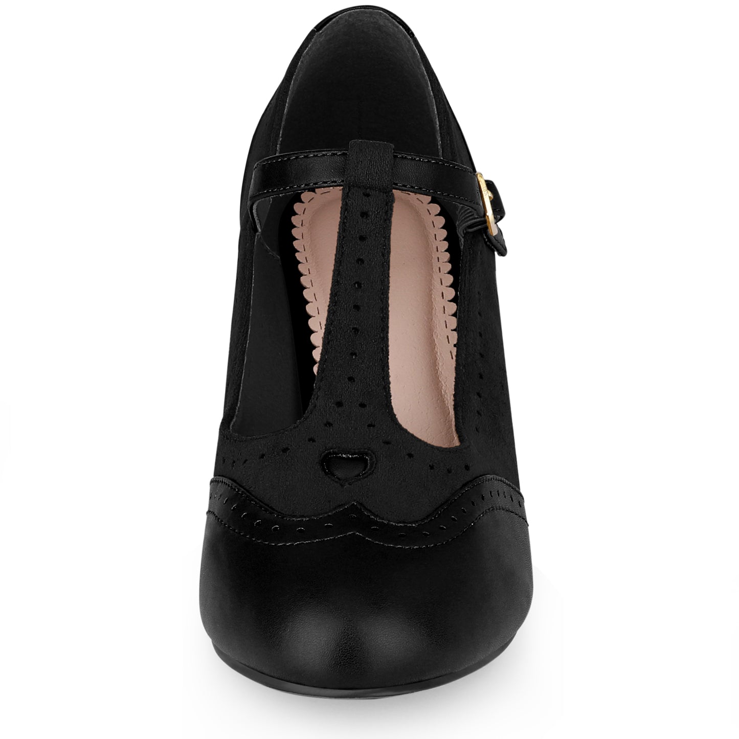 Zapatos Mary Jane con tira en T y tacón de bloque con tira en el tobillo para mujer