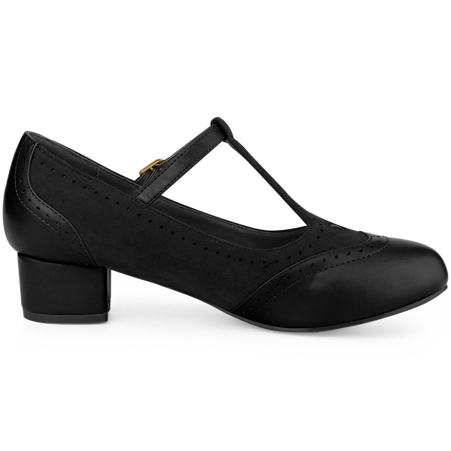 Zapatos Mary Jane con tira en T y tacón de bloque con tira en el tobillo para mujer
