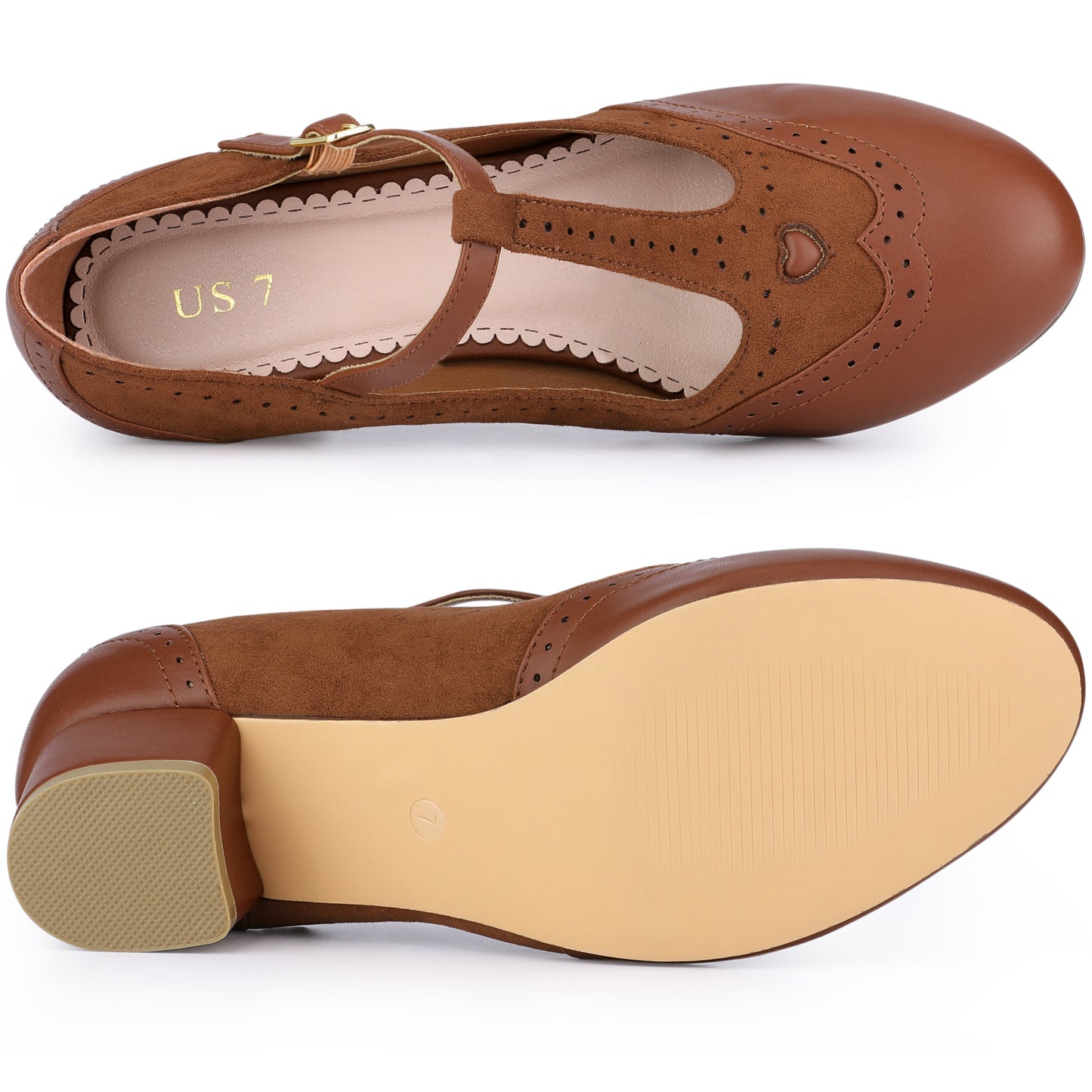 Zapatos Mary Jane con tira en T y tacón de bloque con tira en el tobillo para mujer