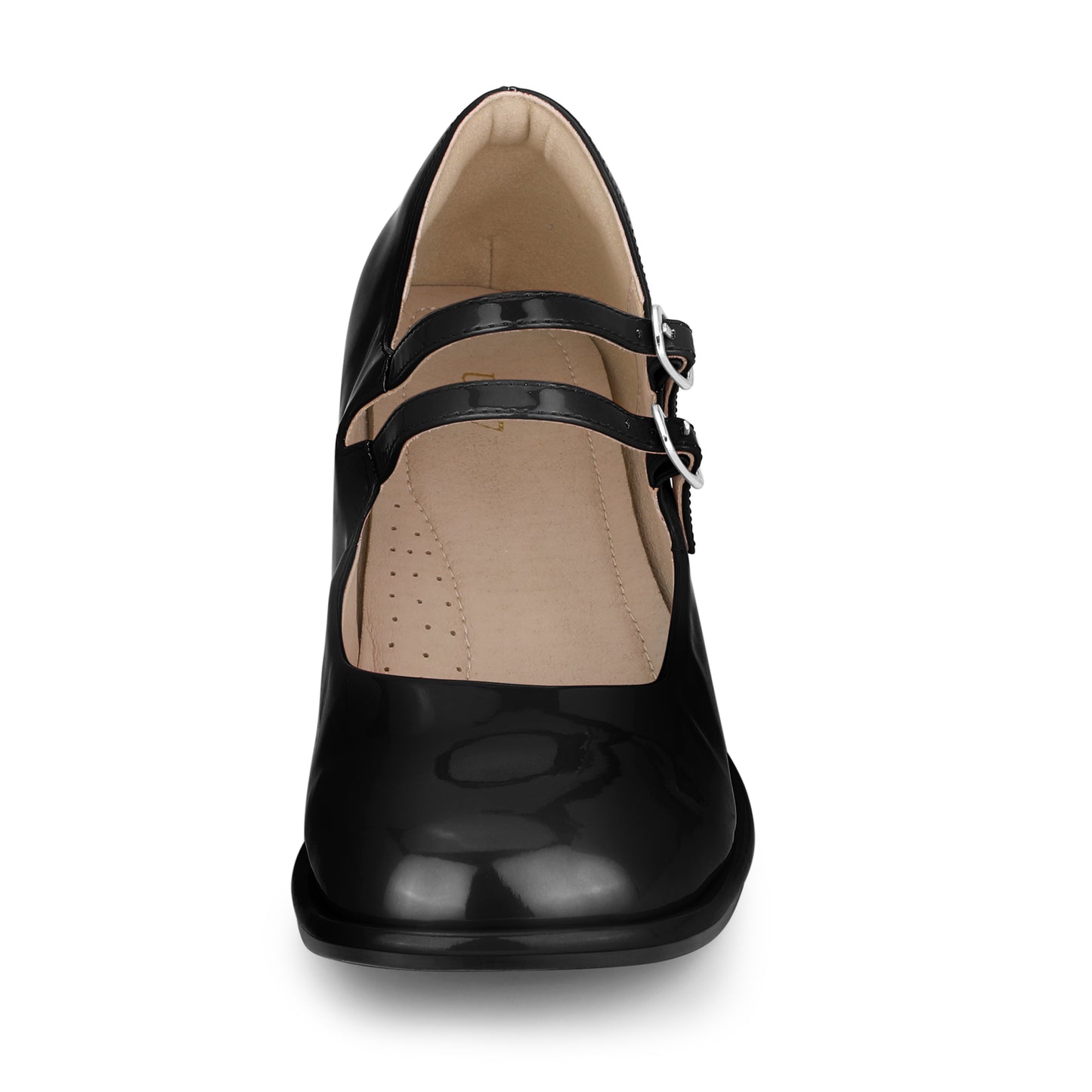 Zapatos Mary Jane de tacón cuadrado con doble tira y punta cuadrada para mujer
