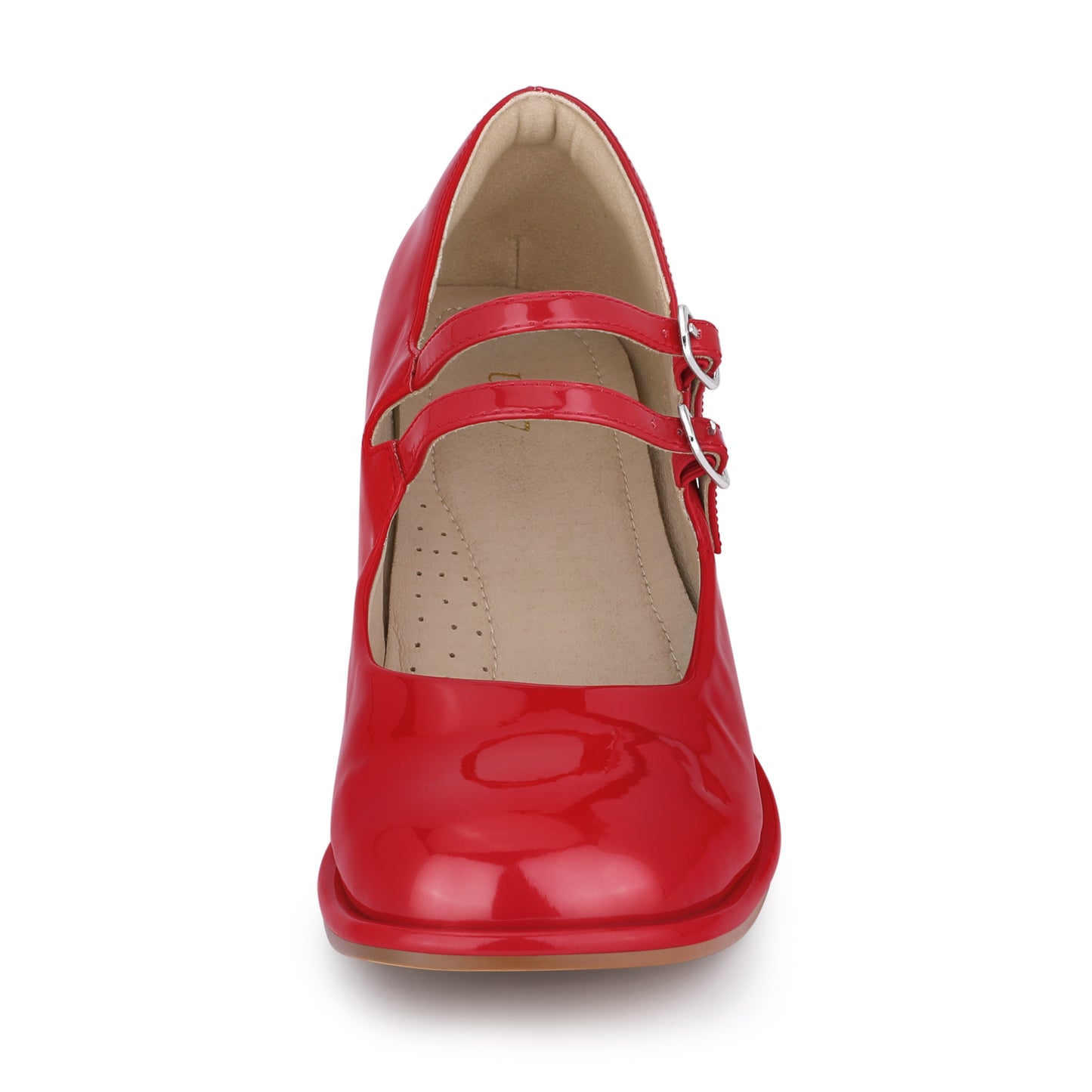 Zapatos Mary Jane de tacón cuadrado con doble tira y punta cuadrada para mujer