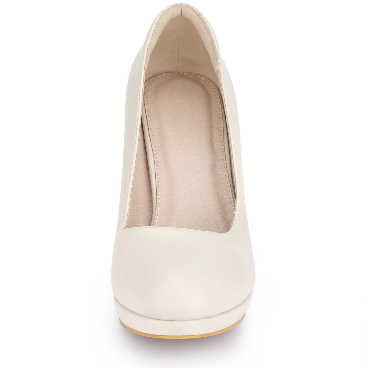 Women's Round Toe Chunky Heel Platform Pumps