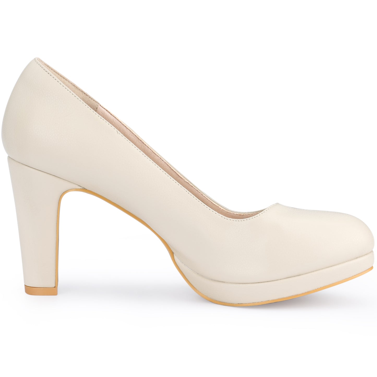 Women's Round Toe Chunky Heel Platform Pumps