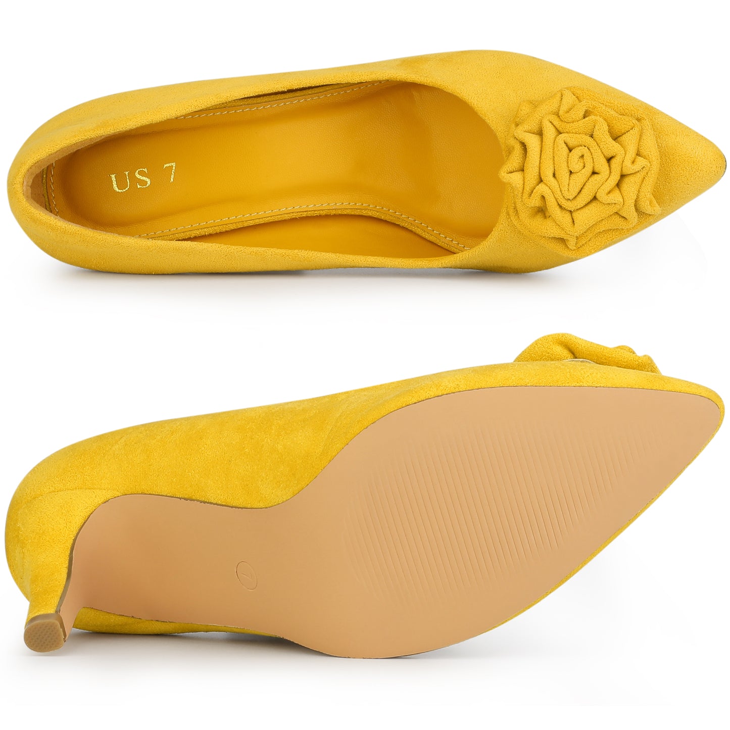 Zapatos de tacón de aguja con punta cerrada y flores para mujer