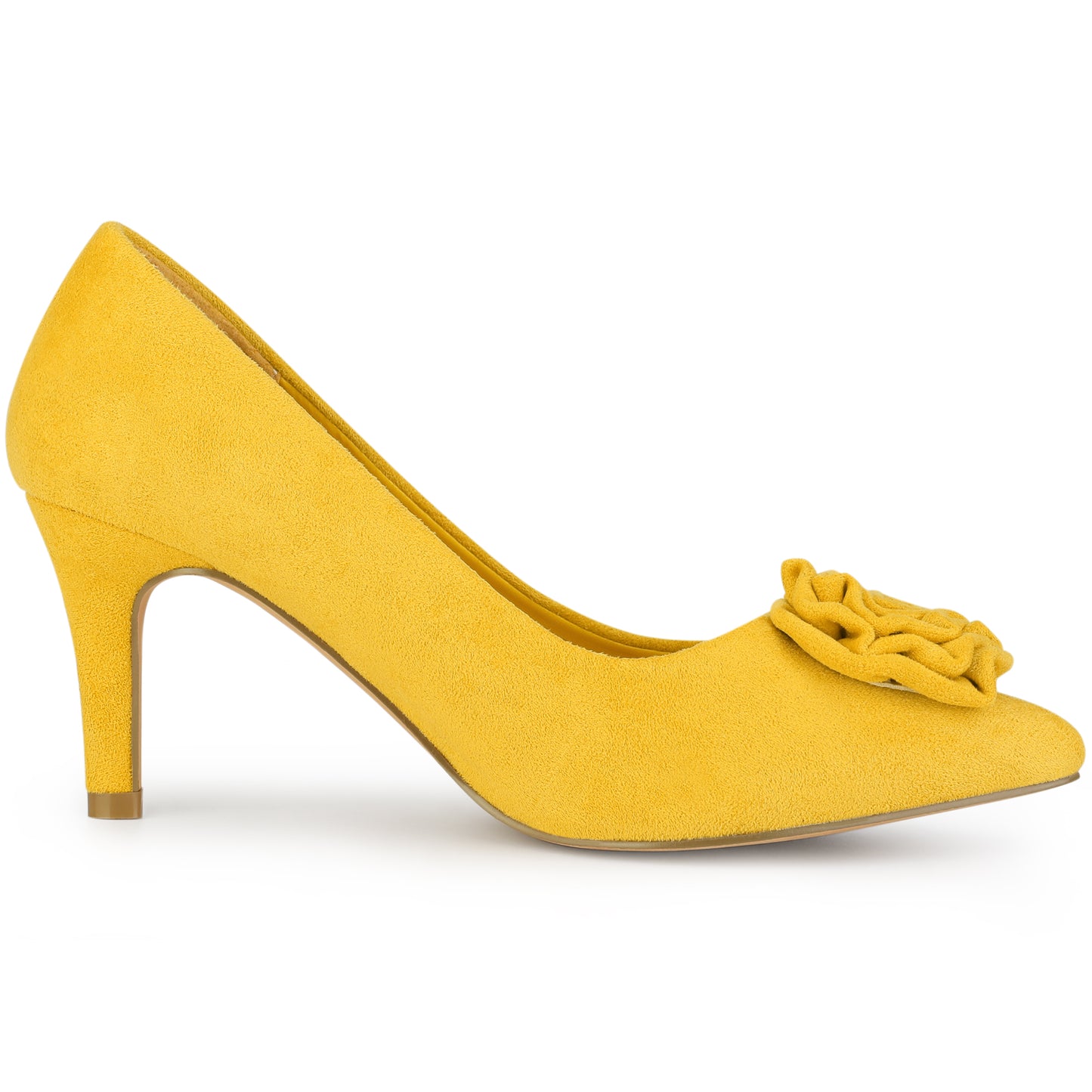 Zapatos de tacón de aguja con punta cerrada y flores para mujer