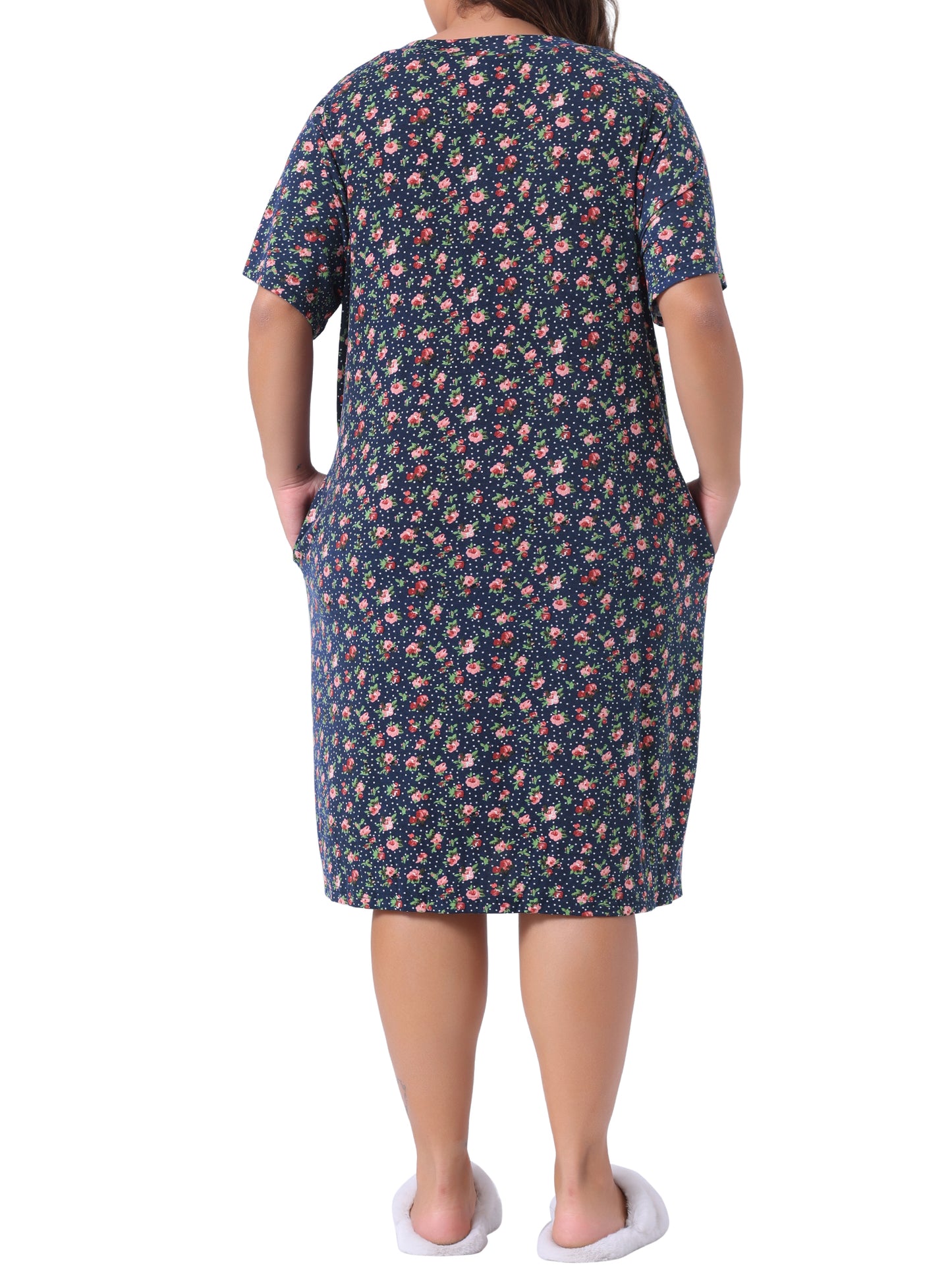 Pijama de talla grande para mujer, ropa de estar por casa, cuello en V, estampado de estrellas y lunas, camisón de dormir