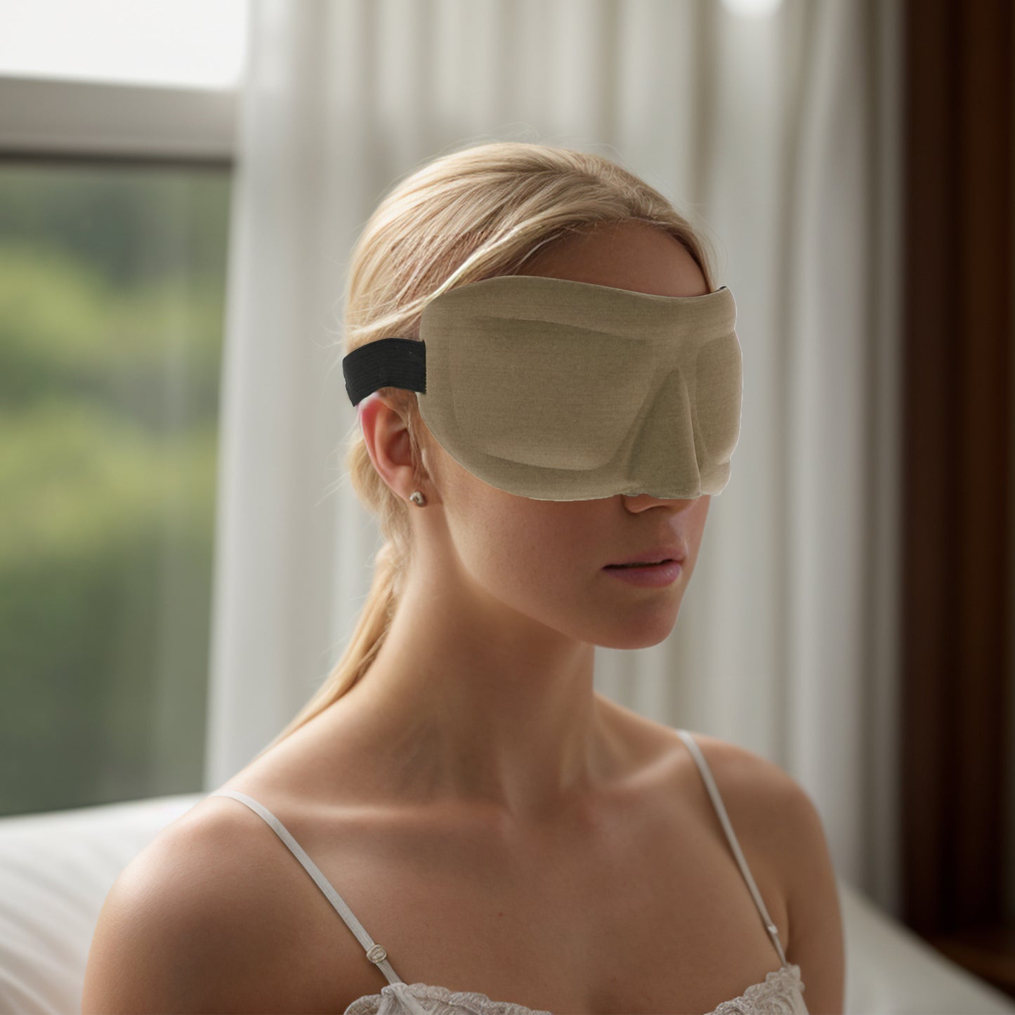 Soft Square 3D Sleep Mask Eye Shade Cover for Rest for Travel Brown