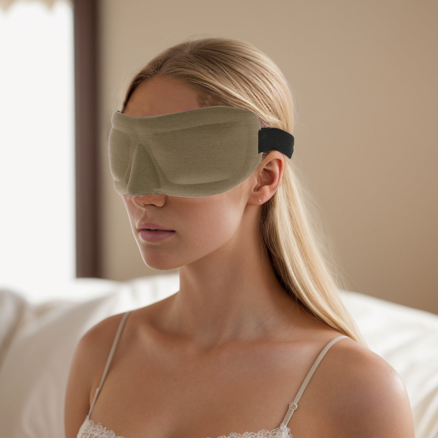 Soft Square 3D Sleep Mask Eye Shade Cover for Rest for Travel Brown