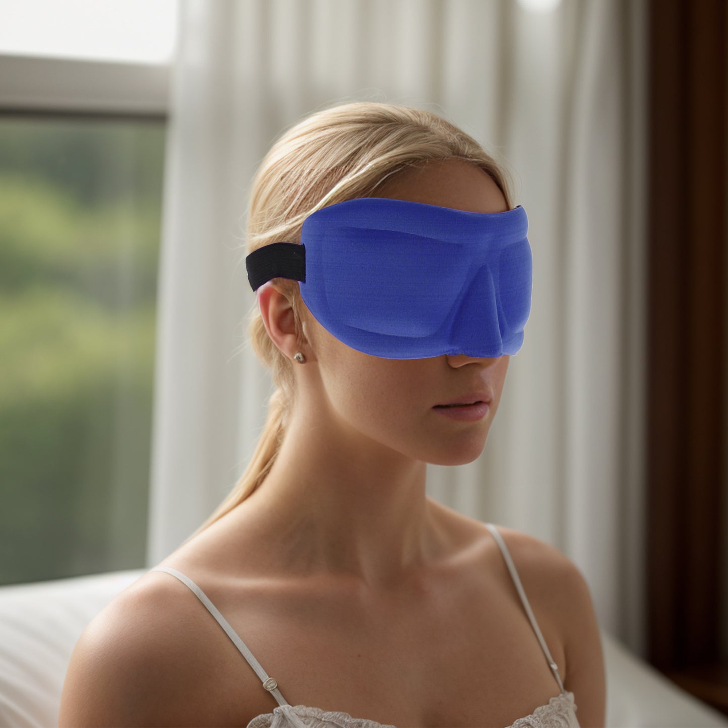 Soft Square 3D Sleep Mask Eye Shade Cover for Rest for Travel Blue