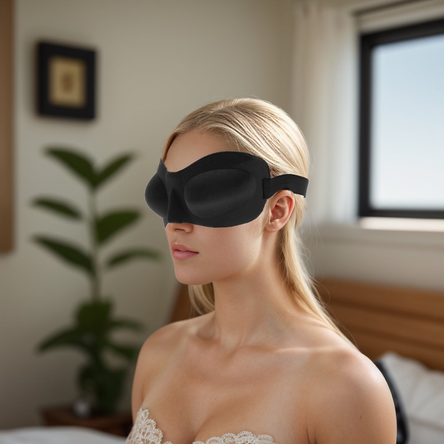 Soft Elastic Band 3D Sleep Eye Mask for Travel Black