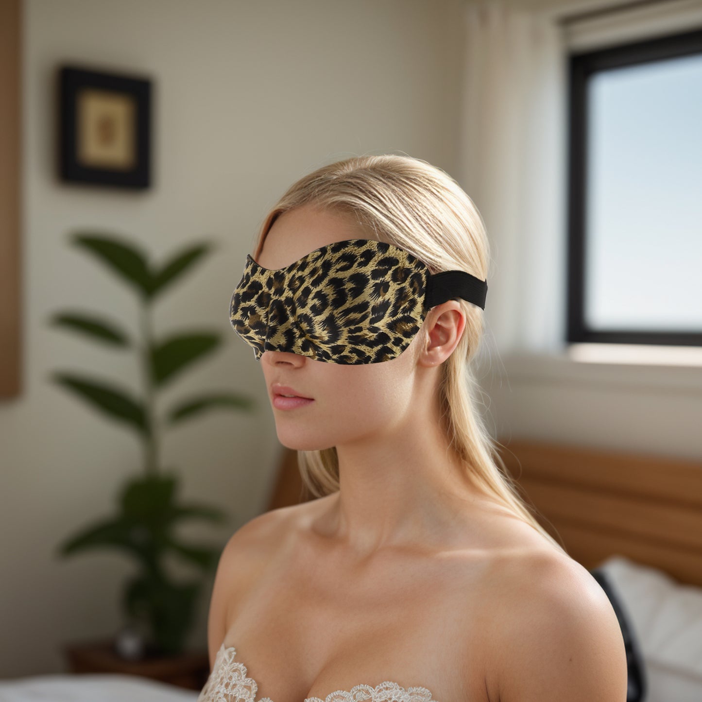 Soft Elastic Band 3D Sleep Eye Mask for Travel Brown
