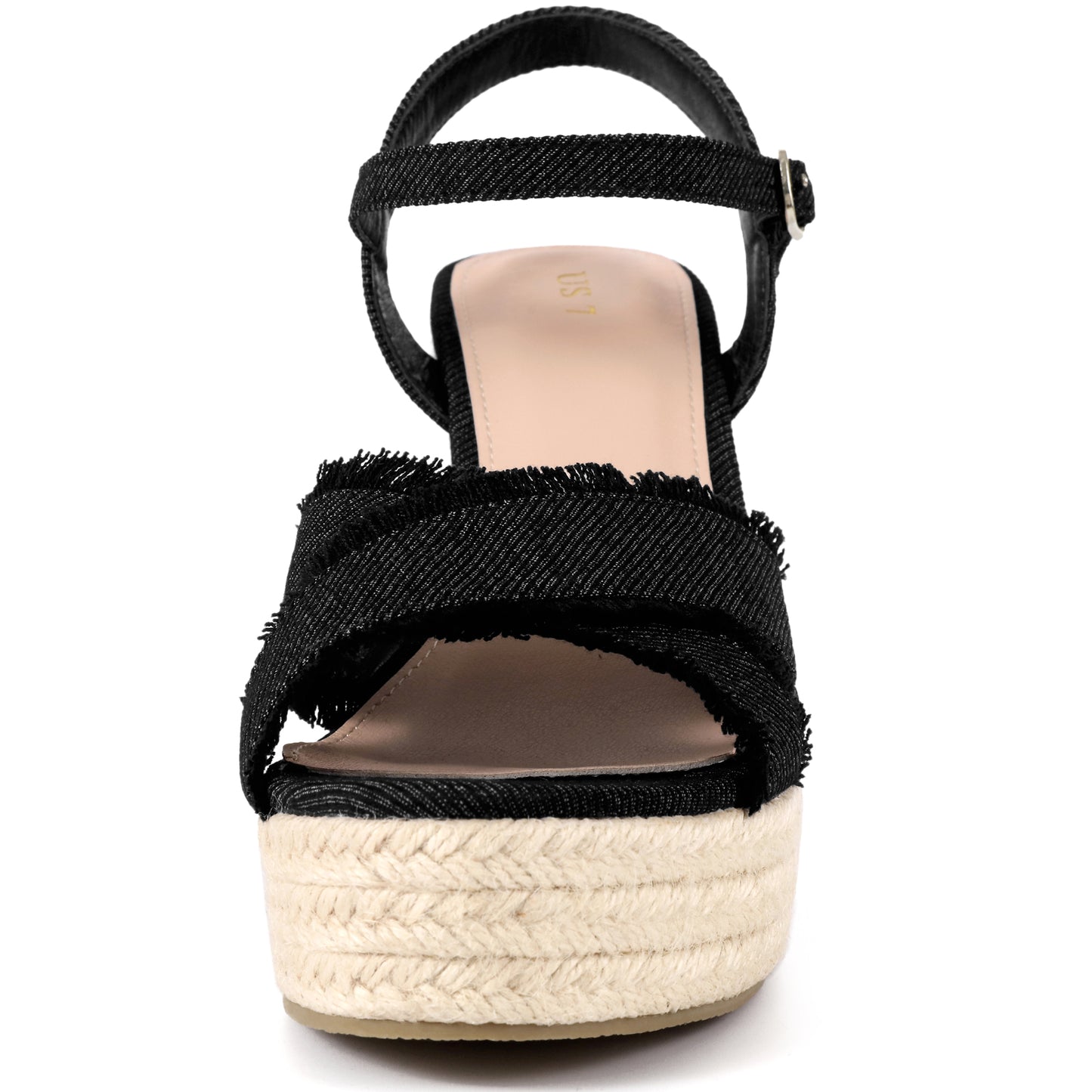 Sandalias de plataforma vaquera con tacón de cuña y tira trasera para mujer
