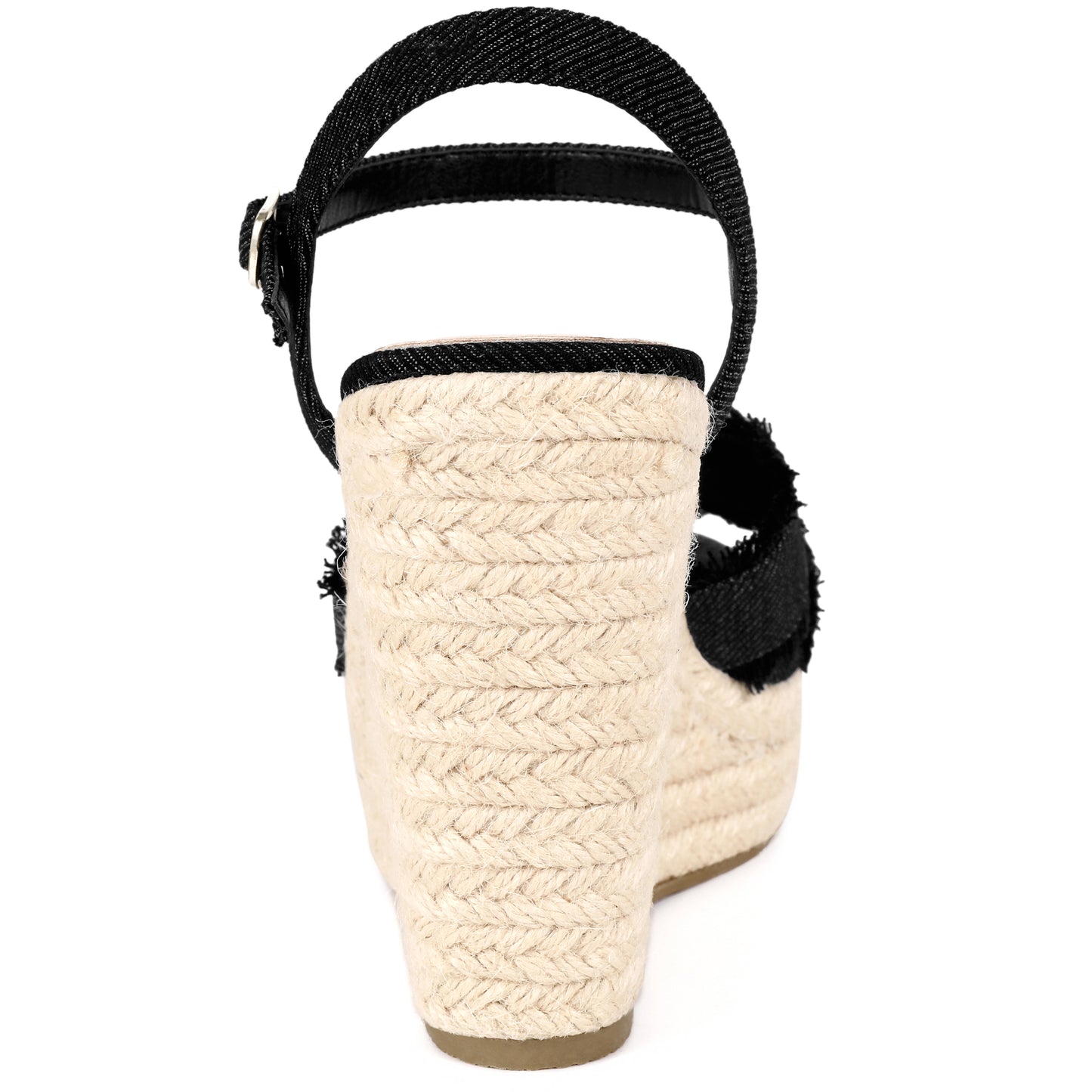 Sandalias de plataforma vaquera con tacón de cuña y tira trasera para mujer