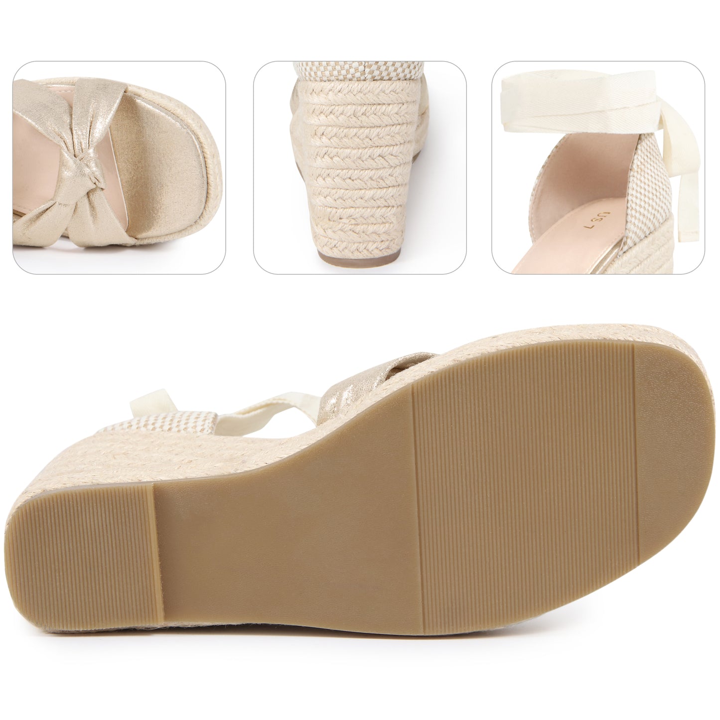 Women Espadrilles Platform Ankle Strap Wedges Heel Lace Up Sandals