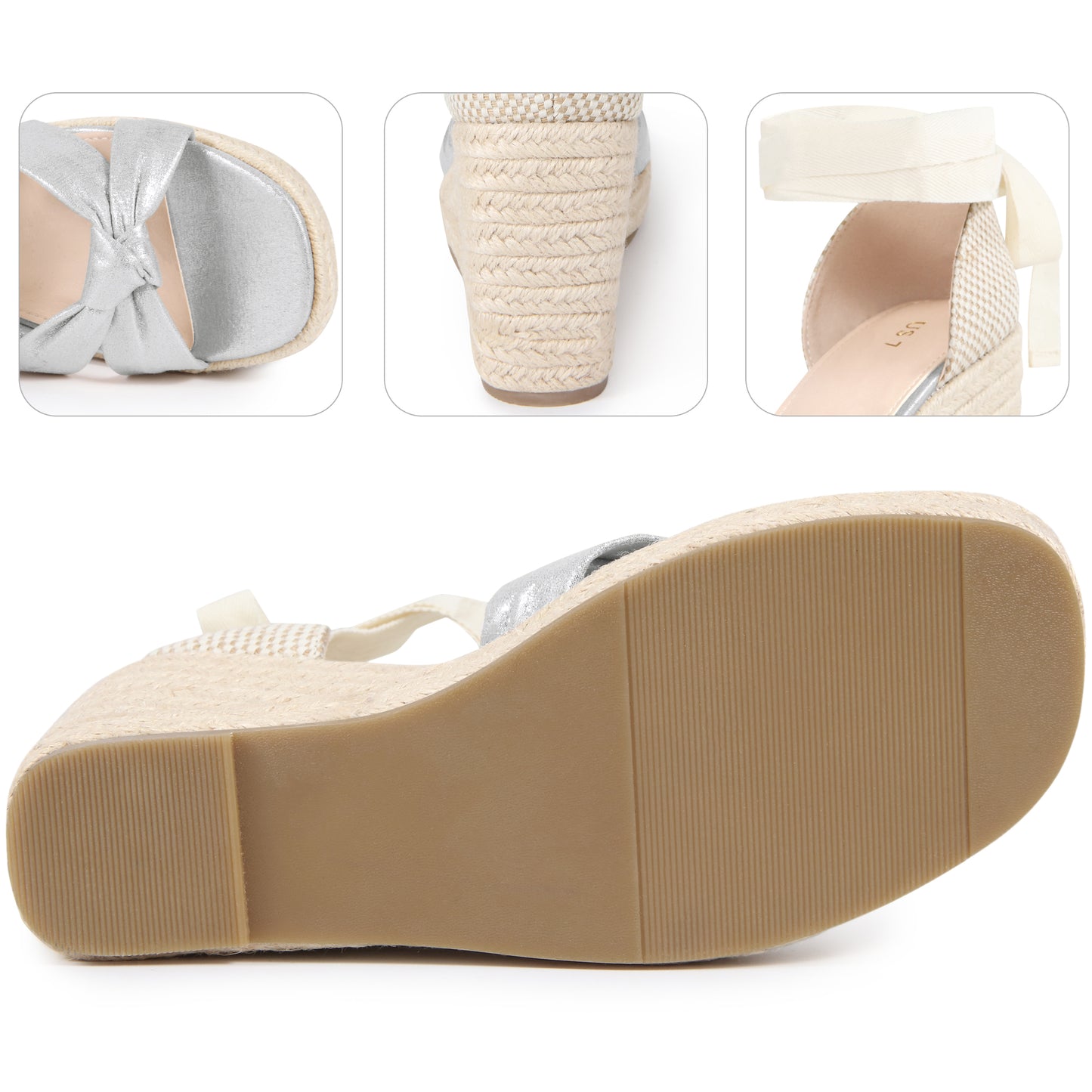 Women Espadrilles Platform Ankle Strap Wedges Heel Lace Up Sandals