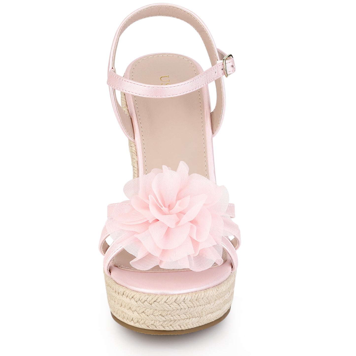 Alpargatas con plataforma y tacón de cuña con flores para mujer