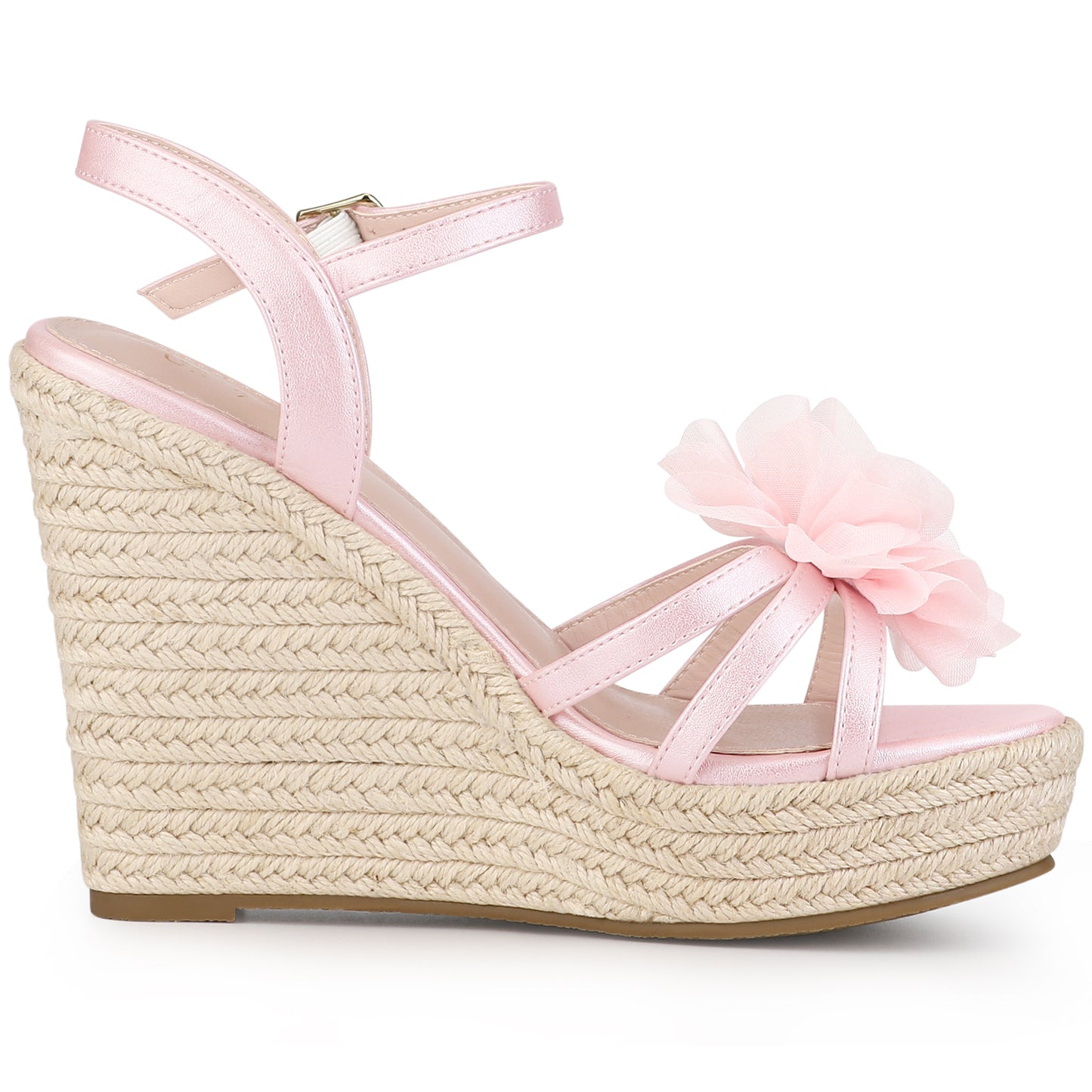 Alpargatas con plataforma y tacón de cuña con flores para mujer