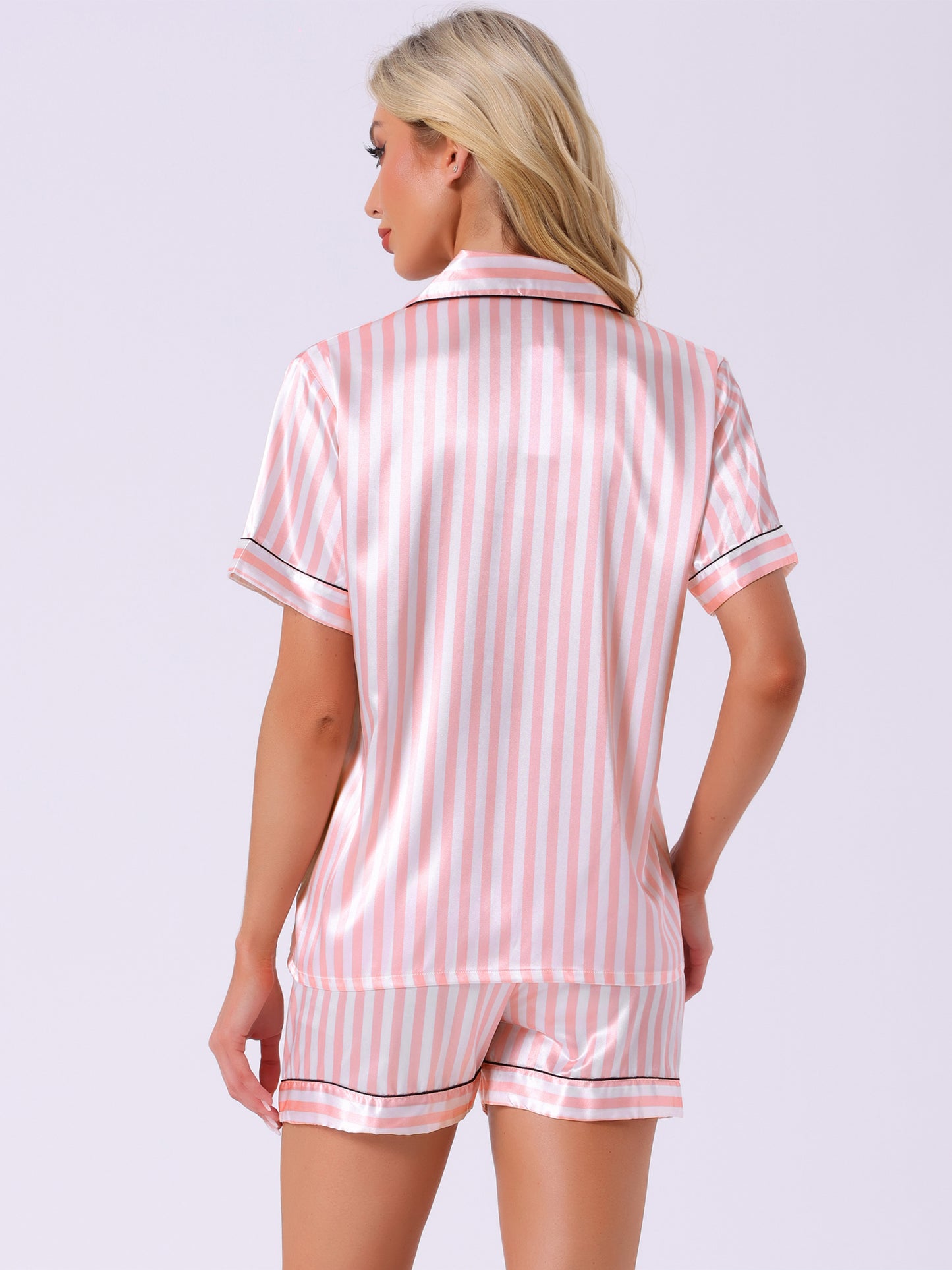 Women's Summer Loungewear Sleepwear Button Down Hawaiian Shirt with Shorts Pajama Set
