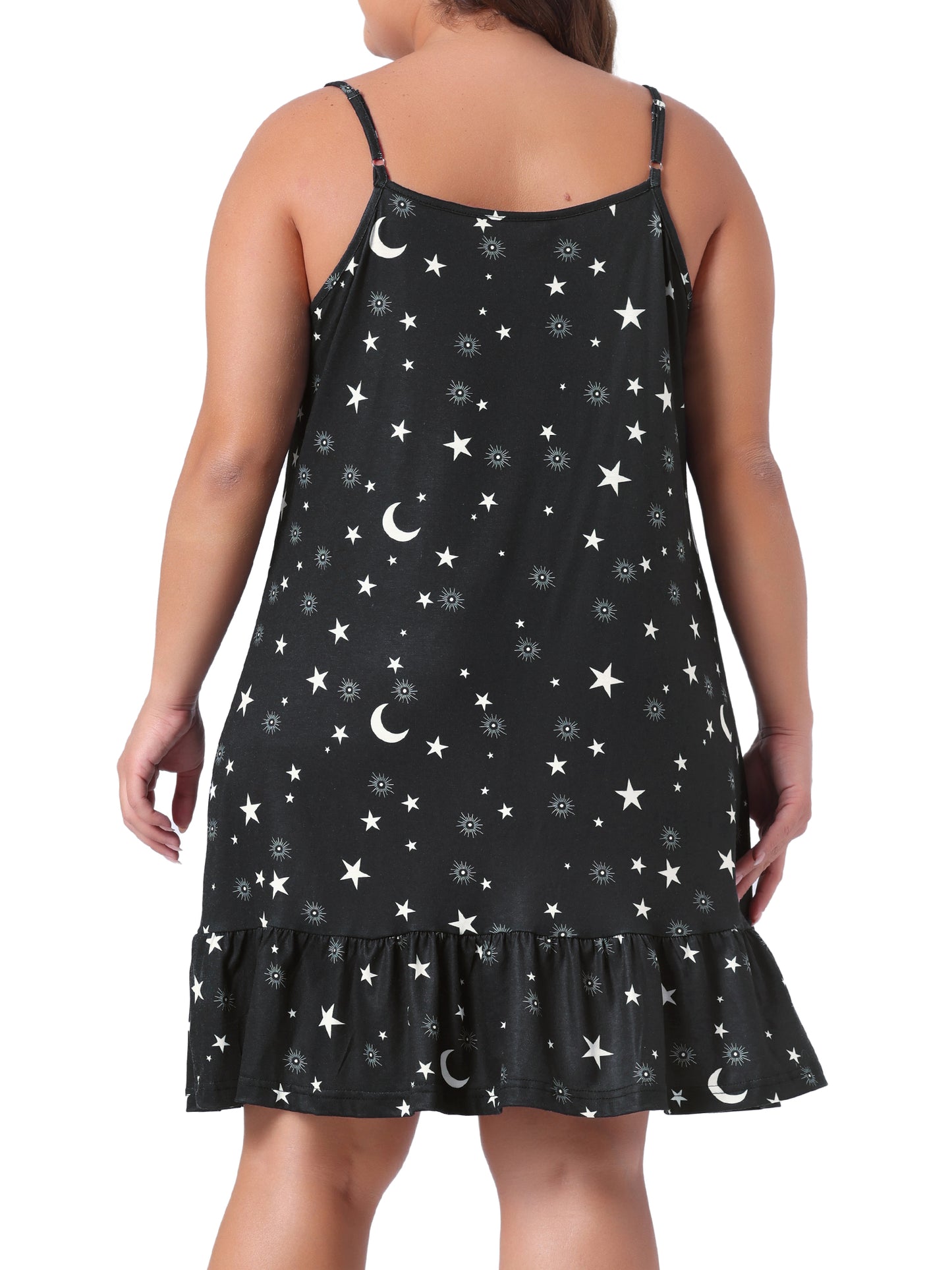 Women Plus Size Nightgown Chemise Sleepwear Printed Strap Nightwear Lingerie