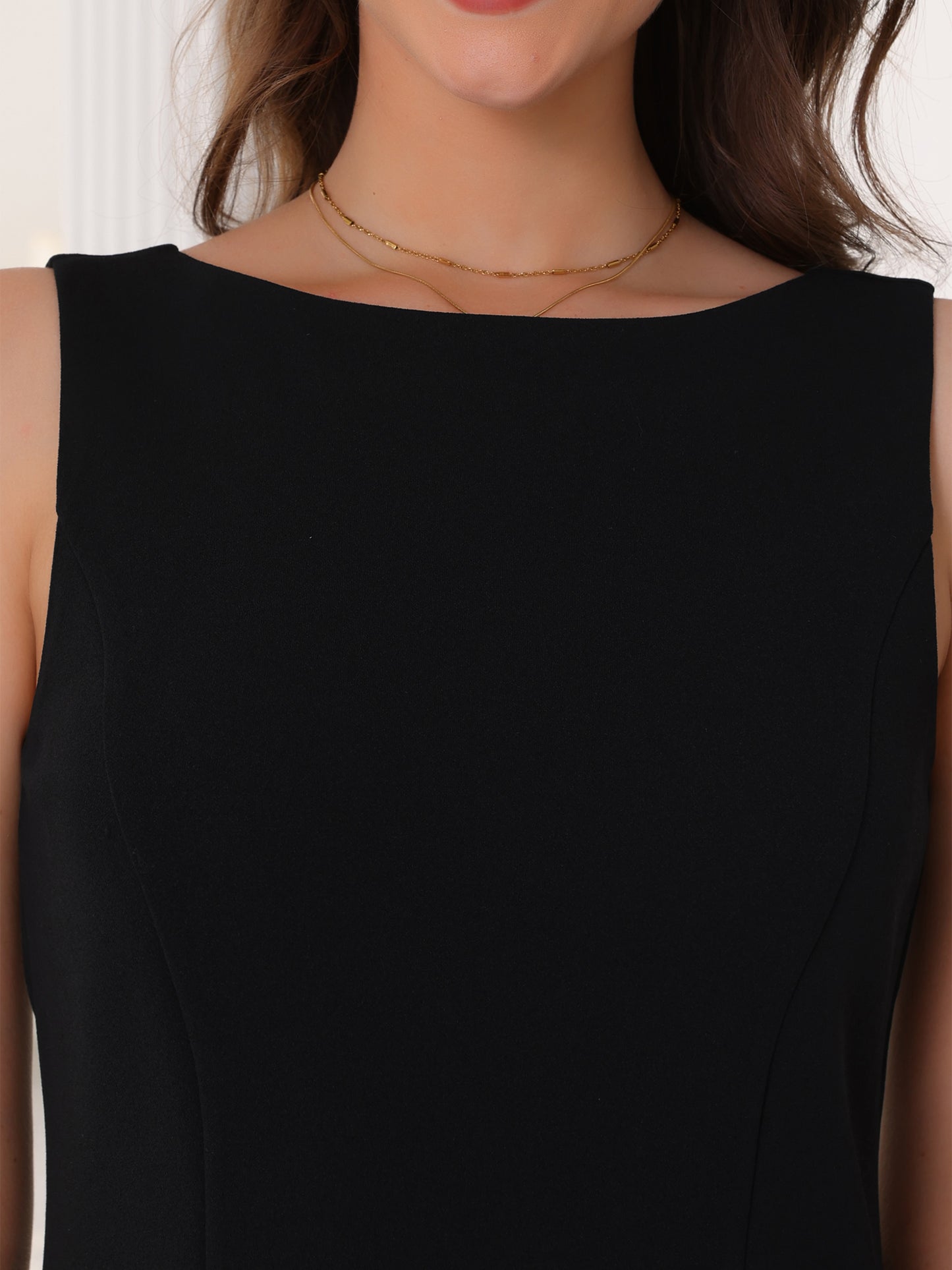 Women's Boat Neck Sleeveless Business Work Summer Tank Top