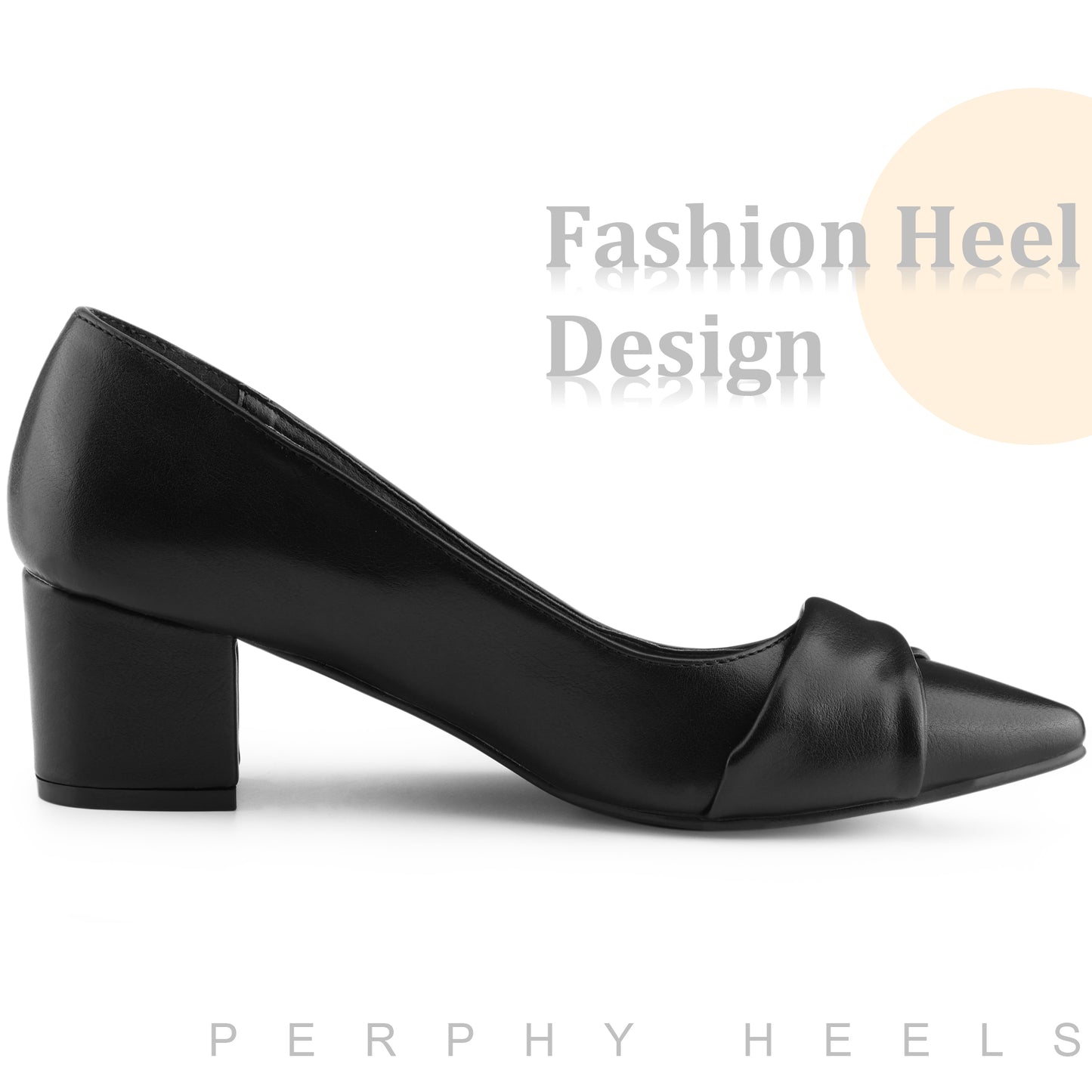 Zapatos de tacón grueso con punta puntiaguda para mujer