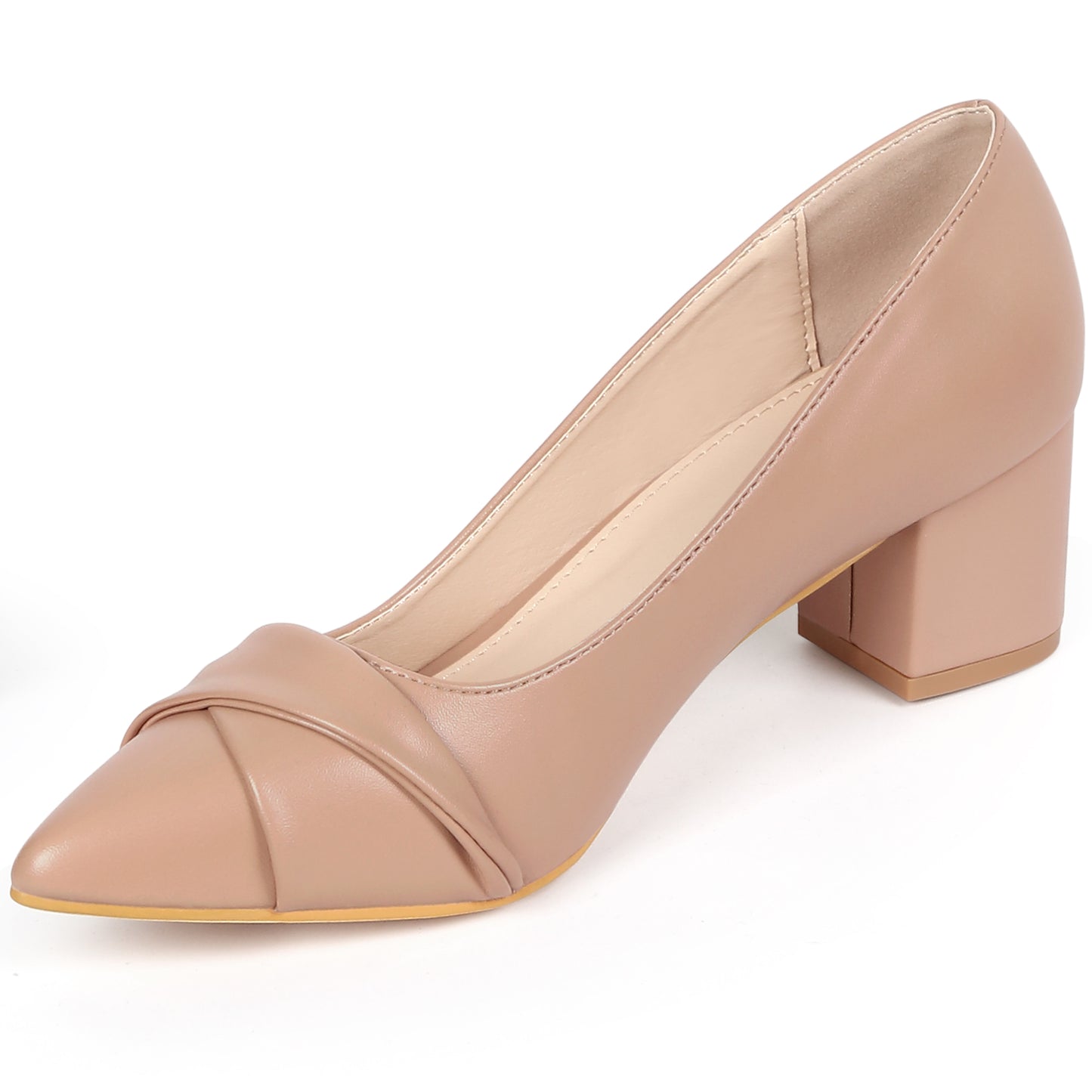 Zapatos de tacón grueso con punta puntiaguda para mujer