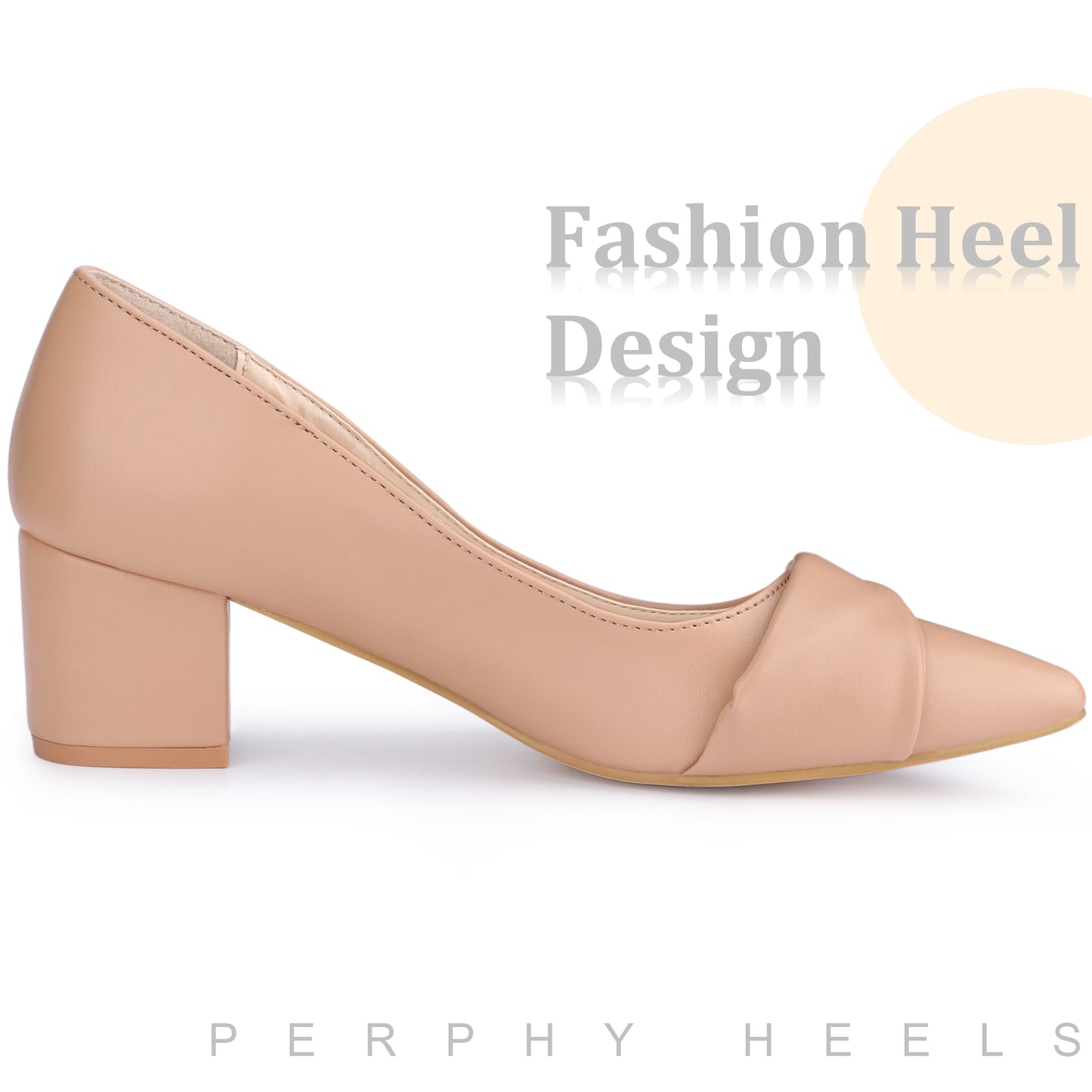 Zapatos de tacón grueso con punta puntiaguda para mujer