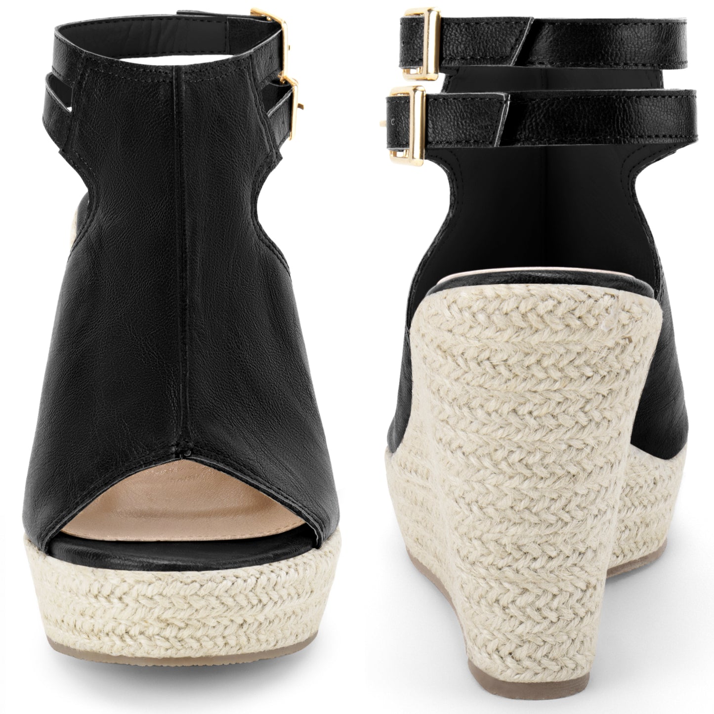 Women Espadrilles Slingback Wedges Peep Toe Platform Wedge Heel Sandals