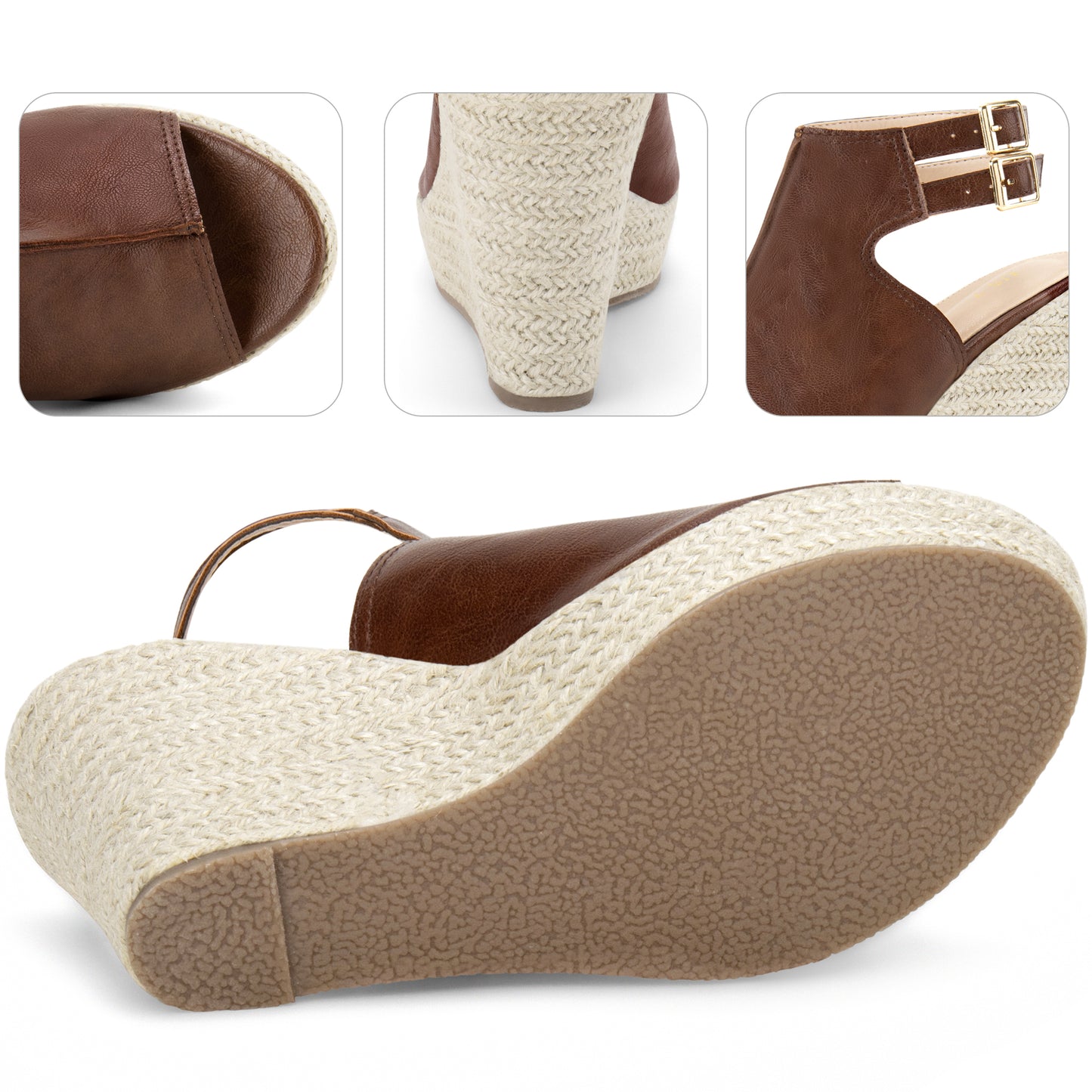 Women Espadrilles Slingback Wedges Peep Toe Platform Wedge Heel Sandals