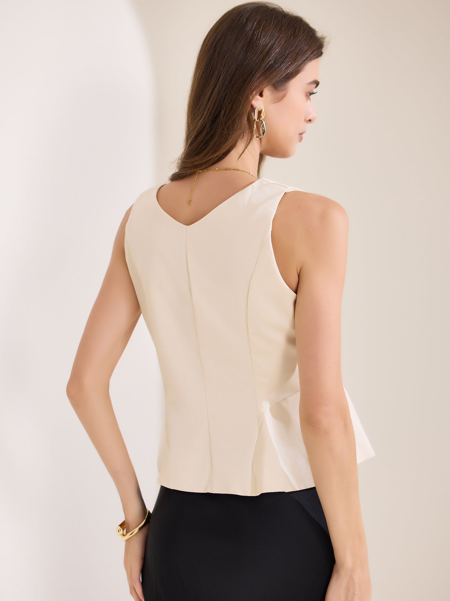 Women's Button Down Fully Lined V Neck Dressy Suit Vest